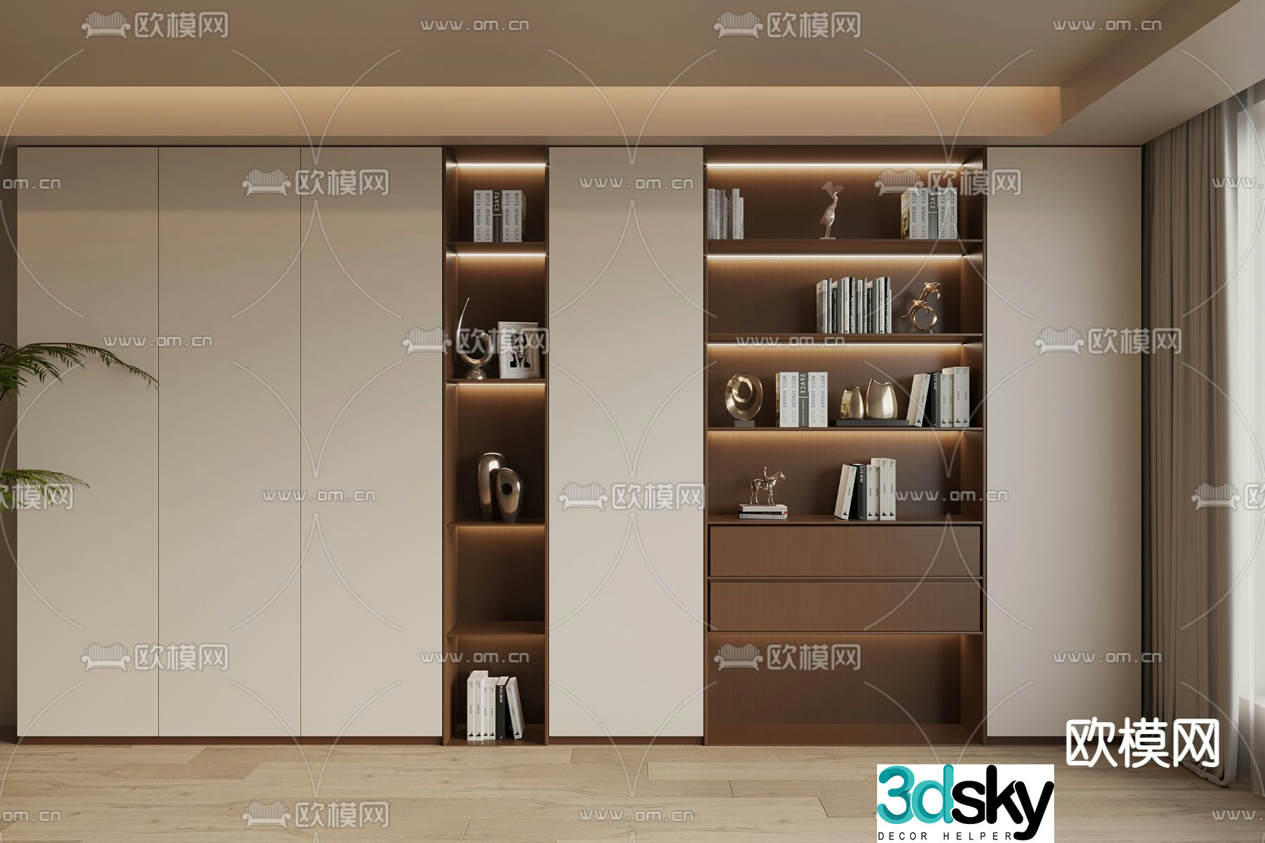 Medieval style bookcase decorative cabinet 3d model
