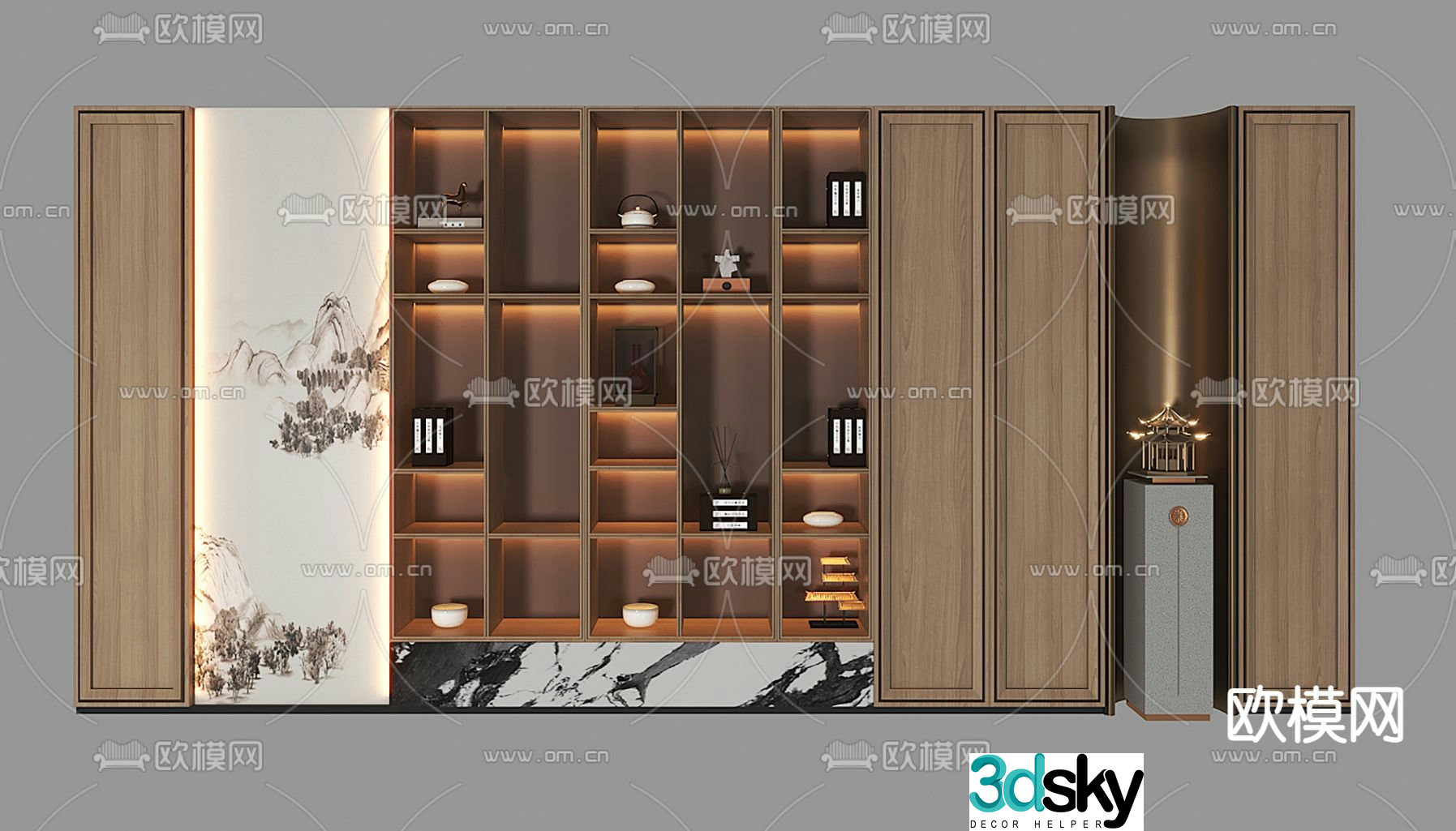 New Chinese style decorative cabinet shelf 3d model