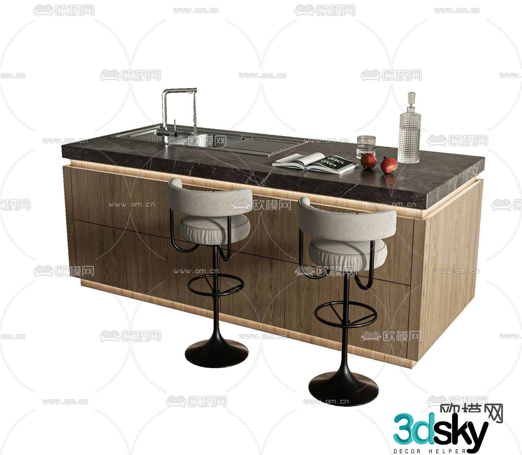 Modern bar island water bar 3D model