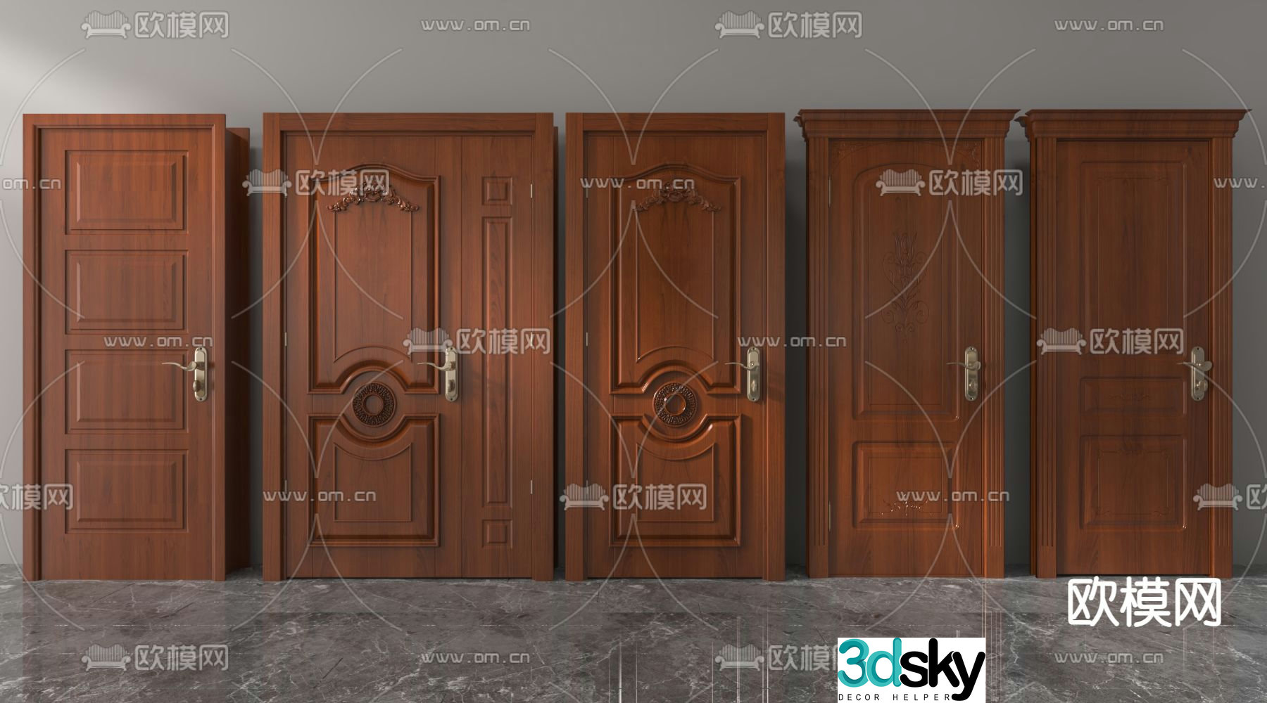 European style door wooden door bedroom door swing door 3d model