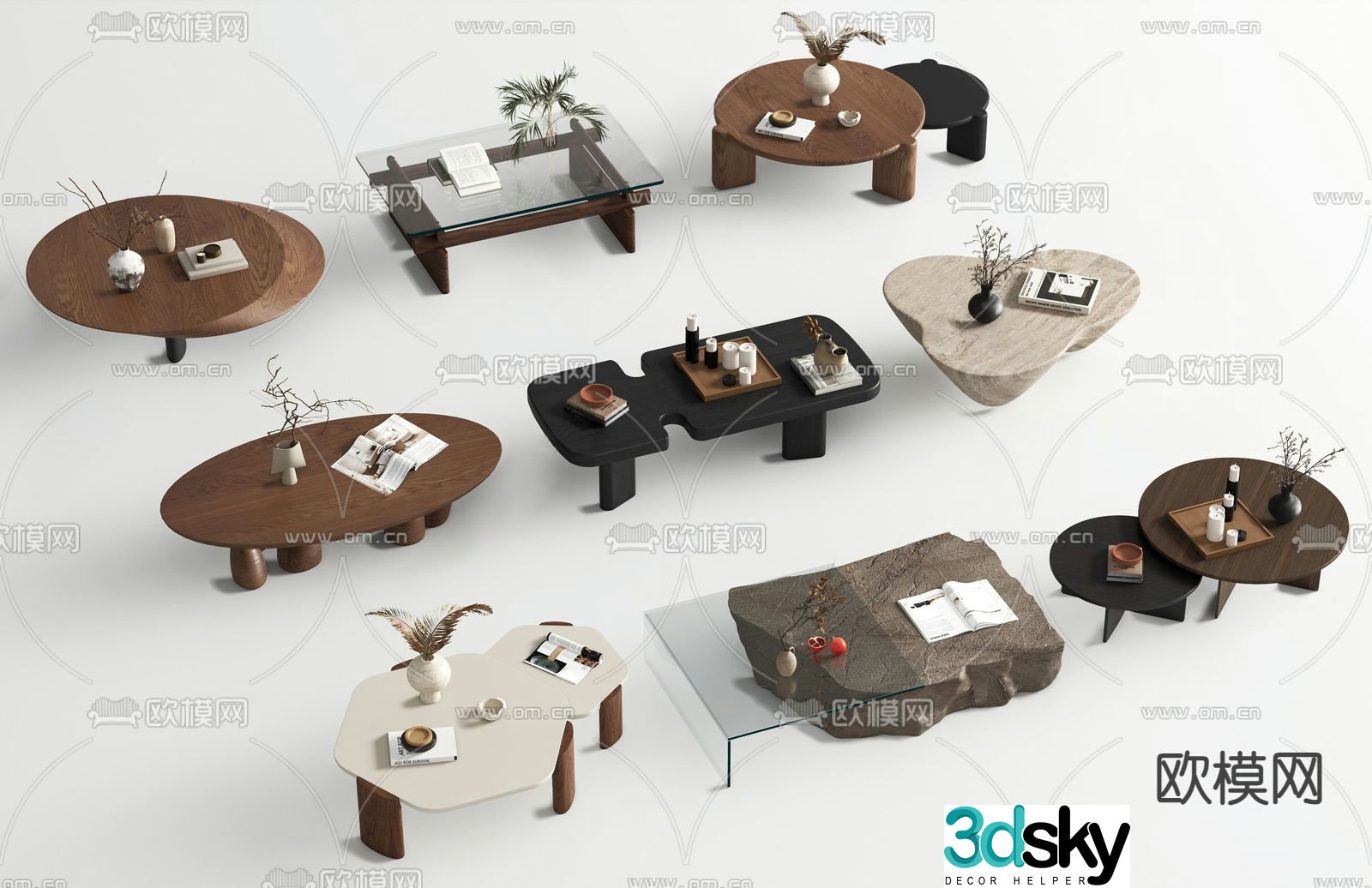 Wabi-sabi coffee table log coffee table 3d model