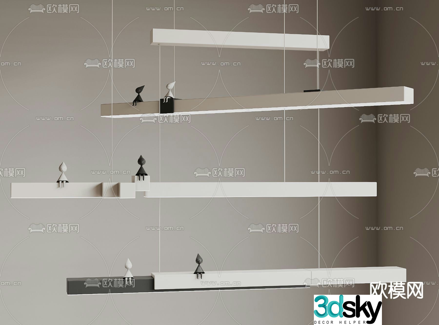 Long chandelier Office chandelier 3d model