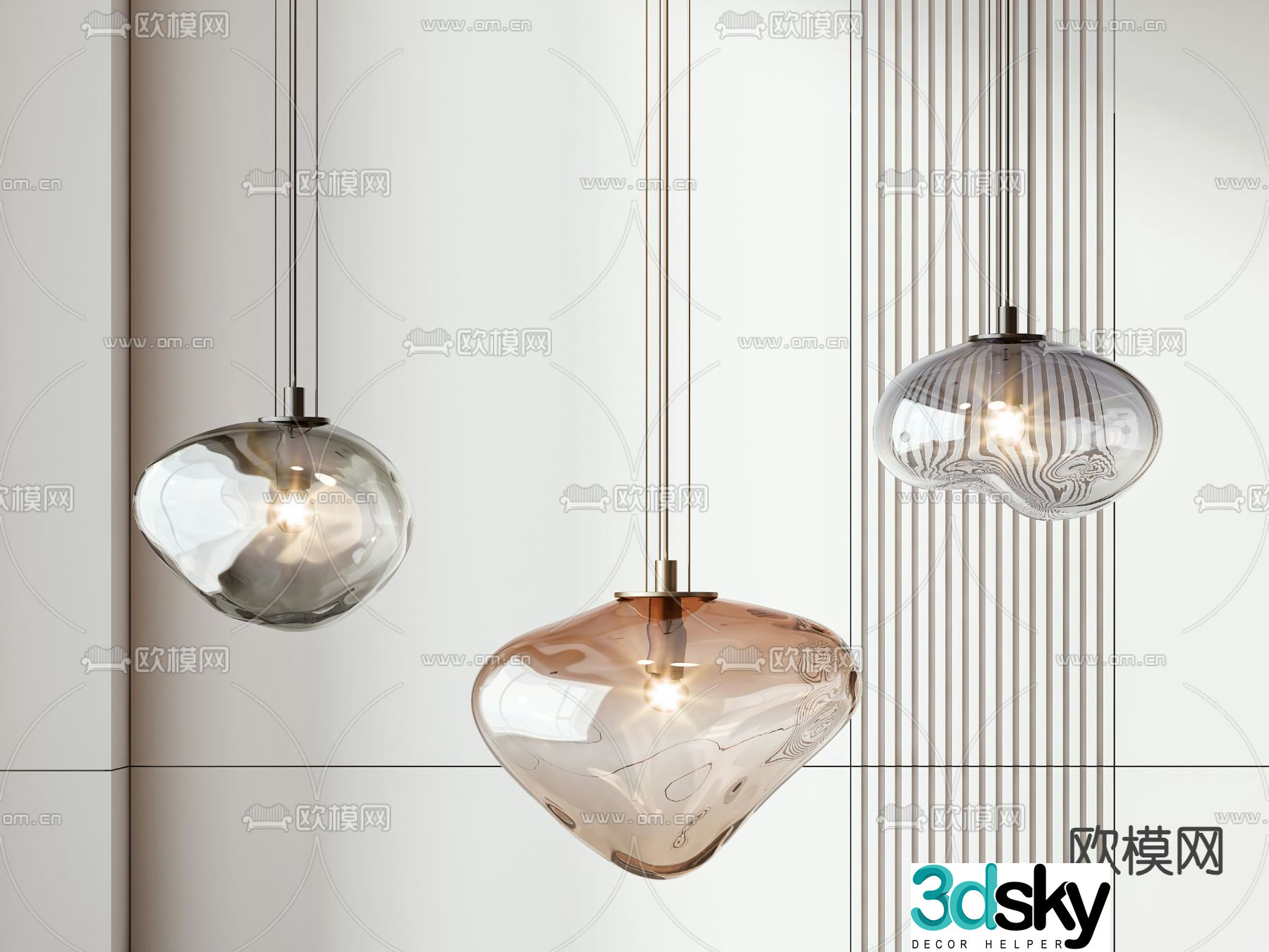 Glass small chandelier 3d model