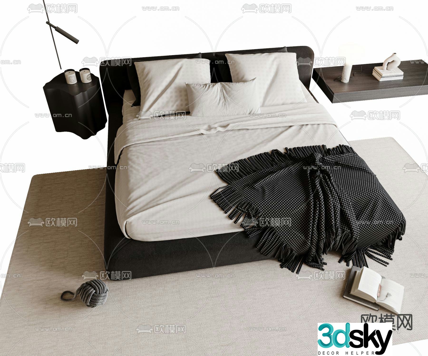 Modern double bed 3d model