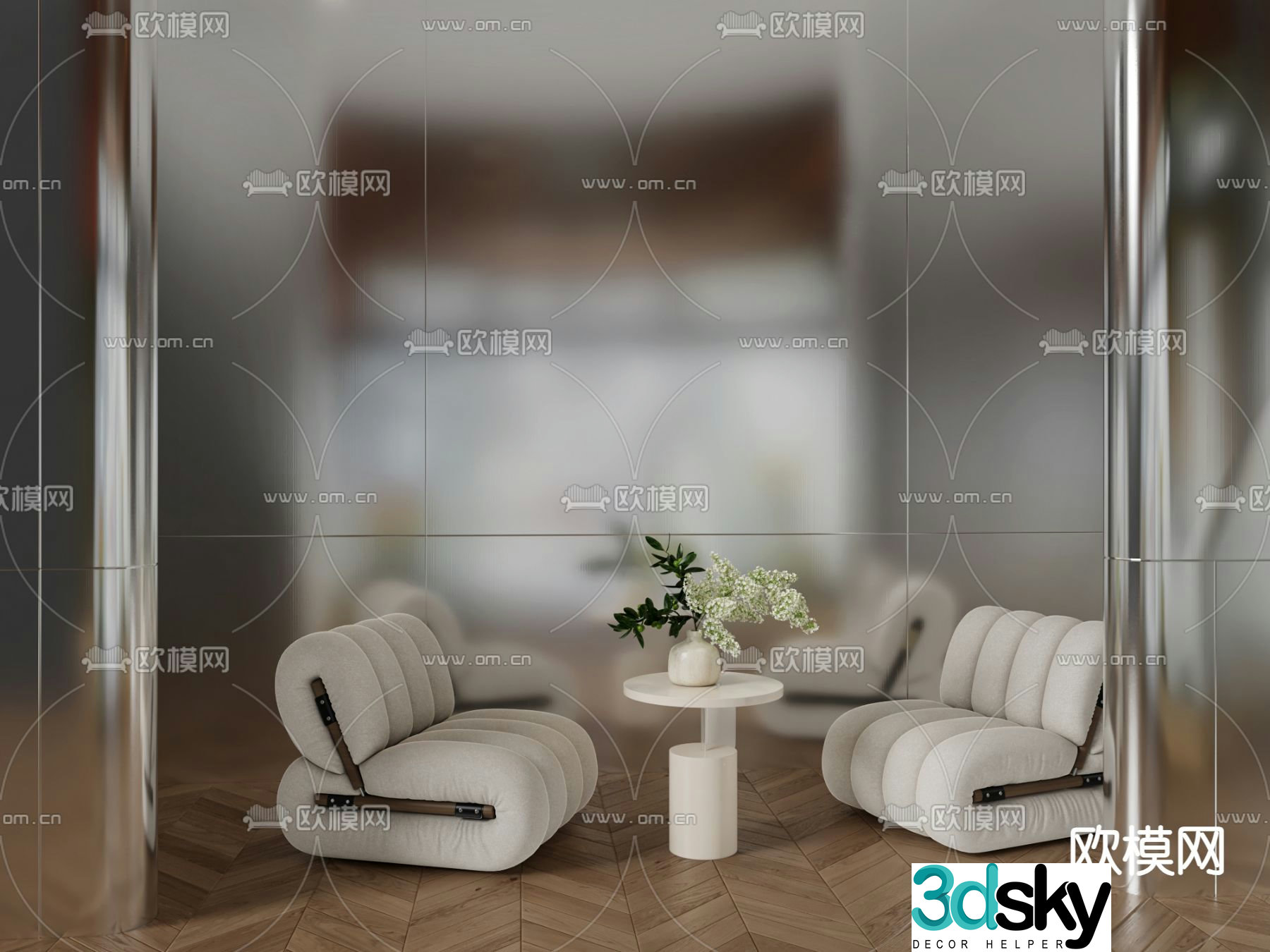 Stainless steel background wall metal wall 3d model