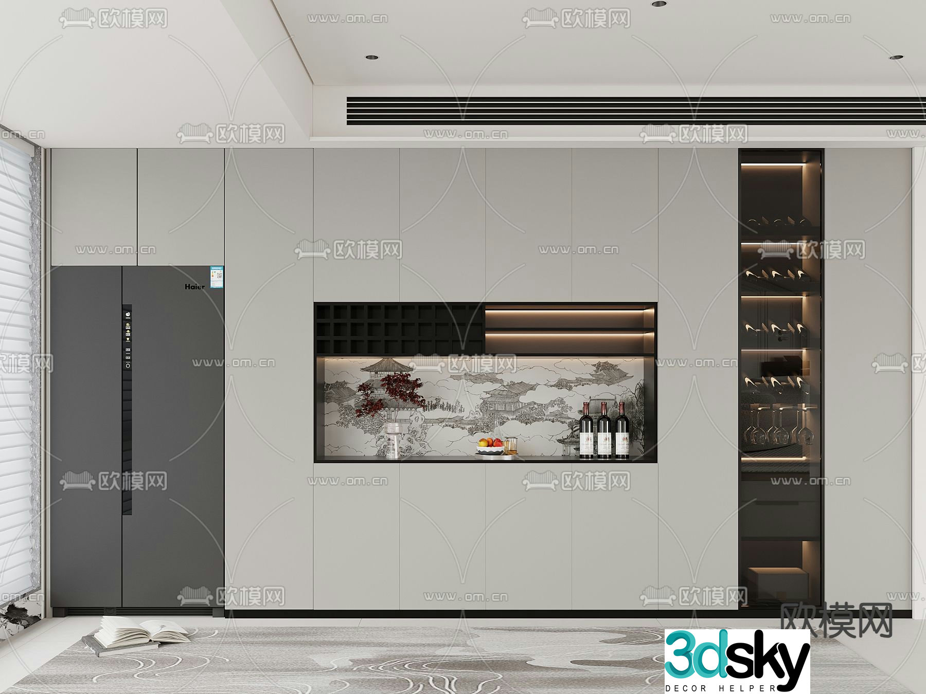 New Chinese style wine cabinet sideboard 3D model