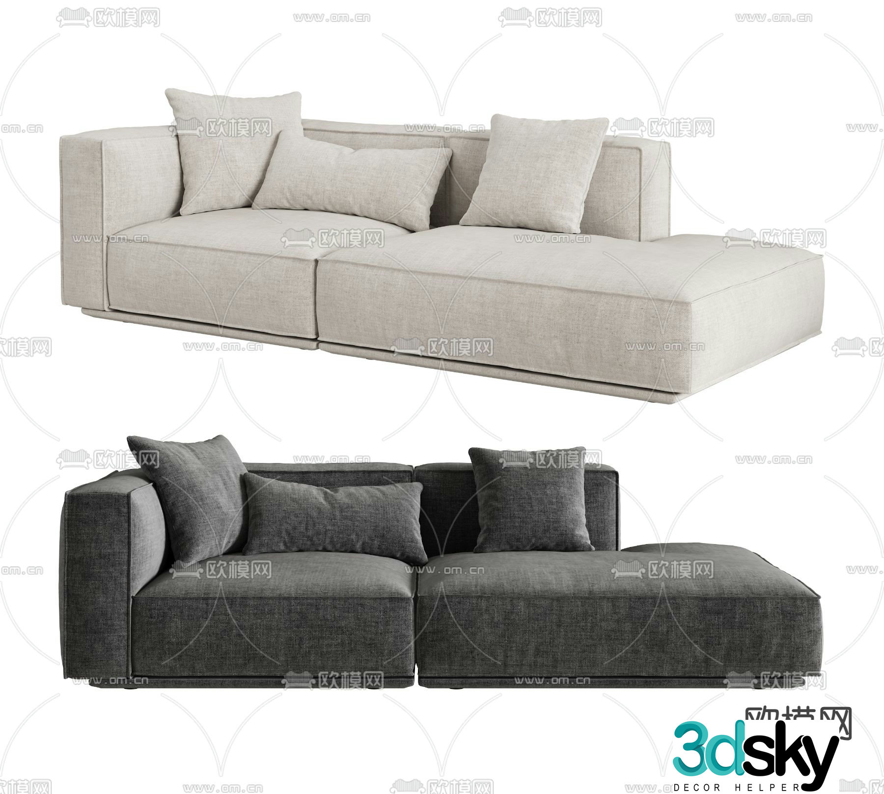 Double sofa upholstered sofa 3d model