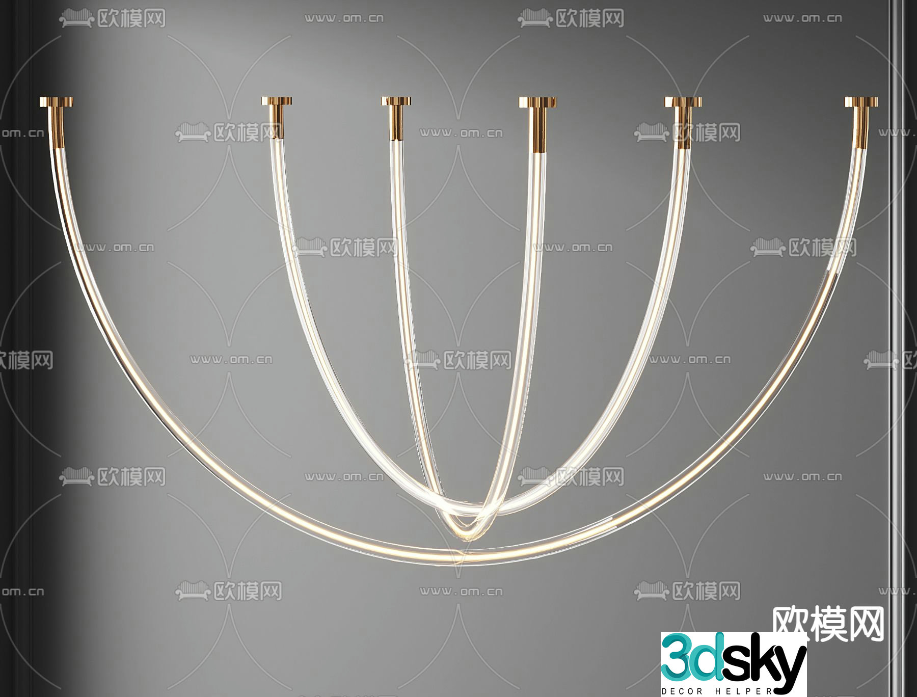 Line chandelier glass chandelier 3d model