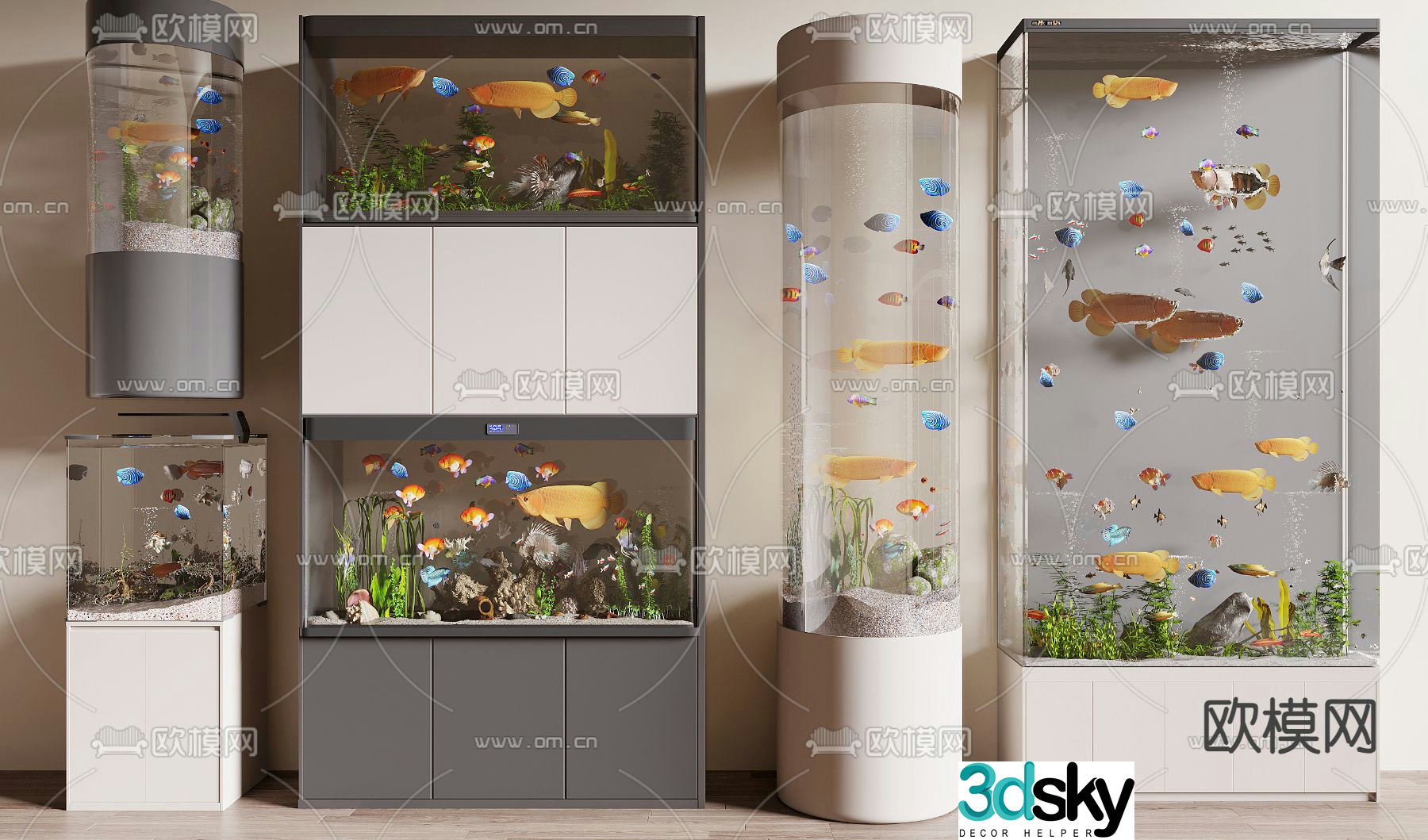 Modern fish tank aquarium 3d model