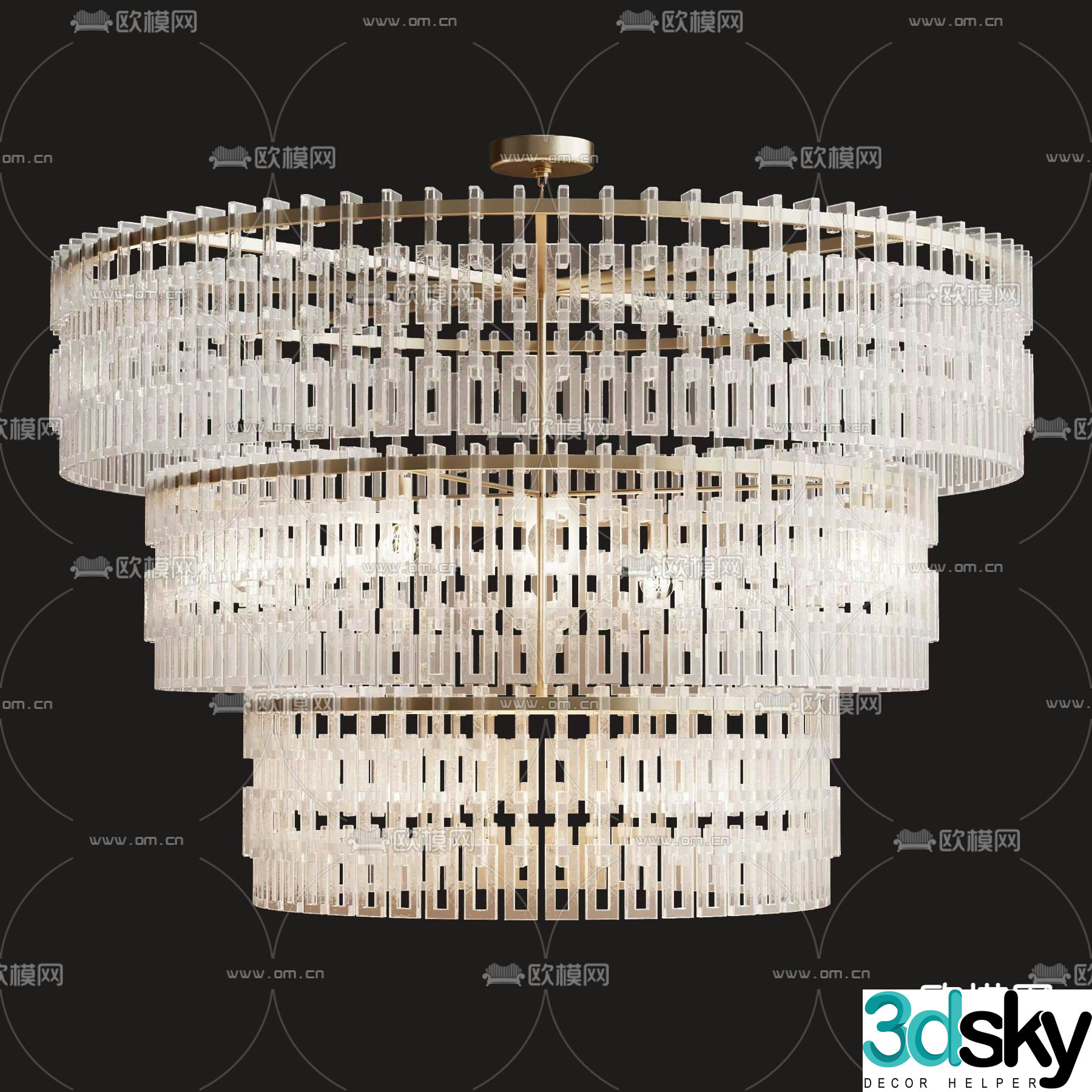 Crystal Chandelier Lobby Chandelier 3D Model