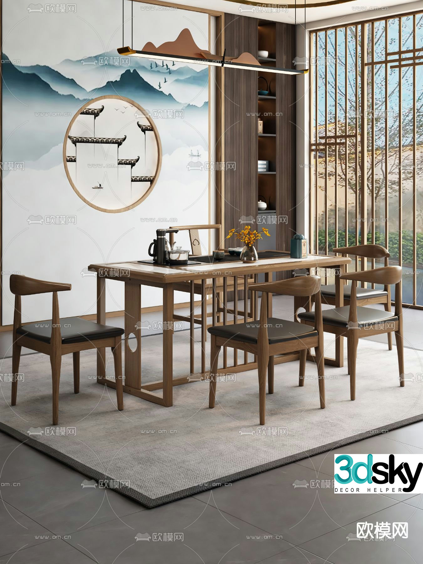 New Chinese style tea table tea table 3d model
