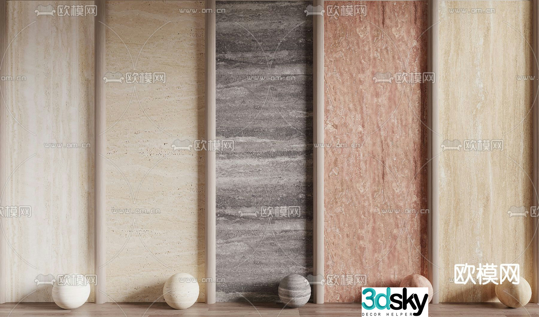 Cave stone wall panel stone wall background wall 3d model