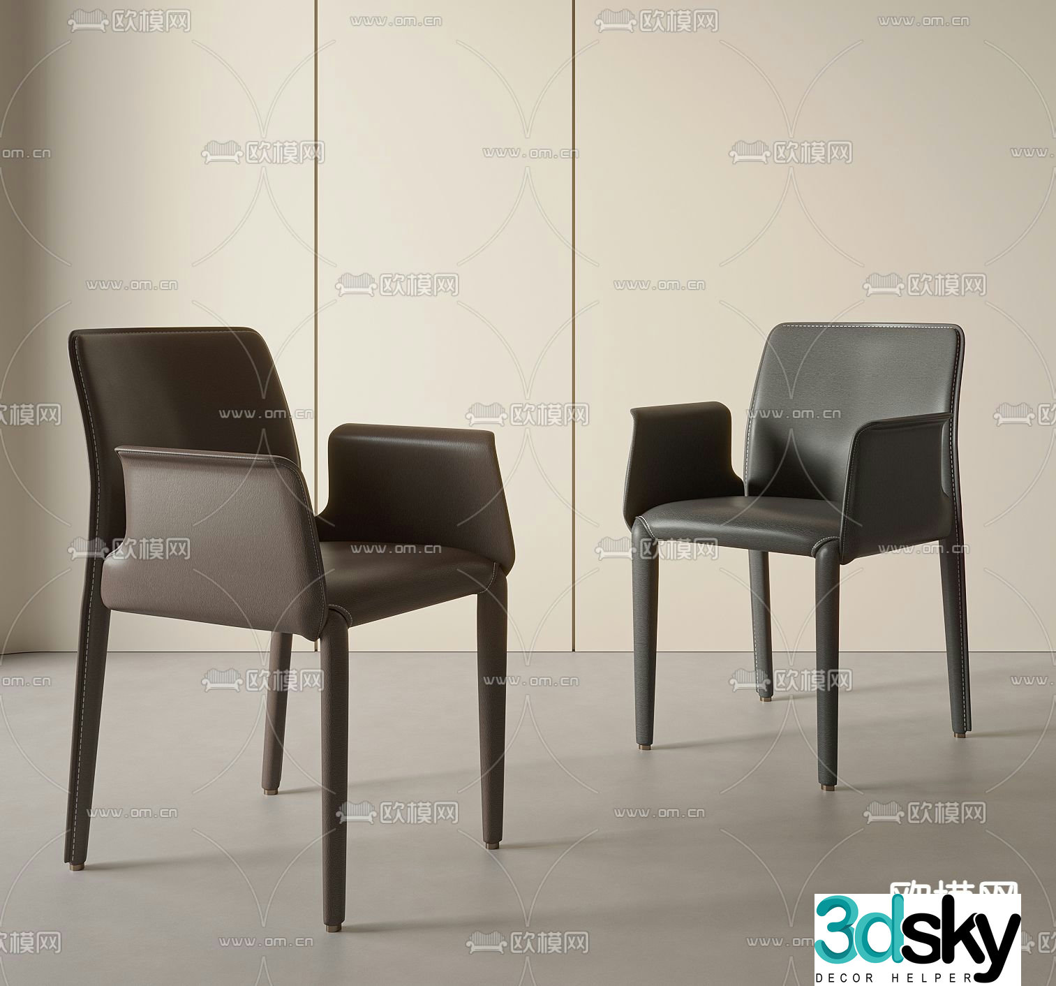 leather chair dining chair 3d model