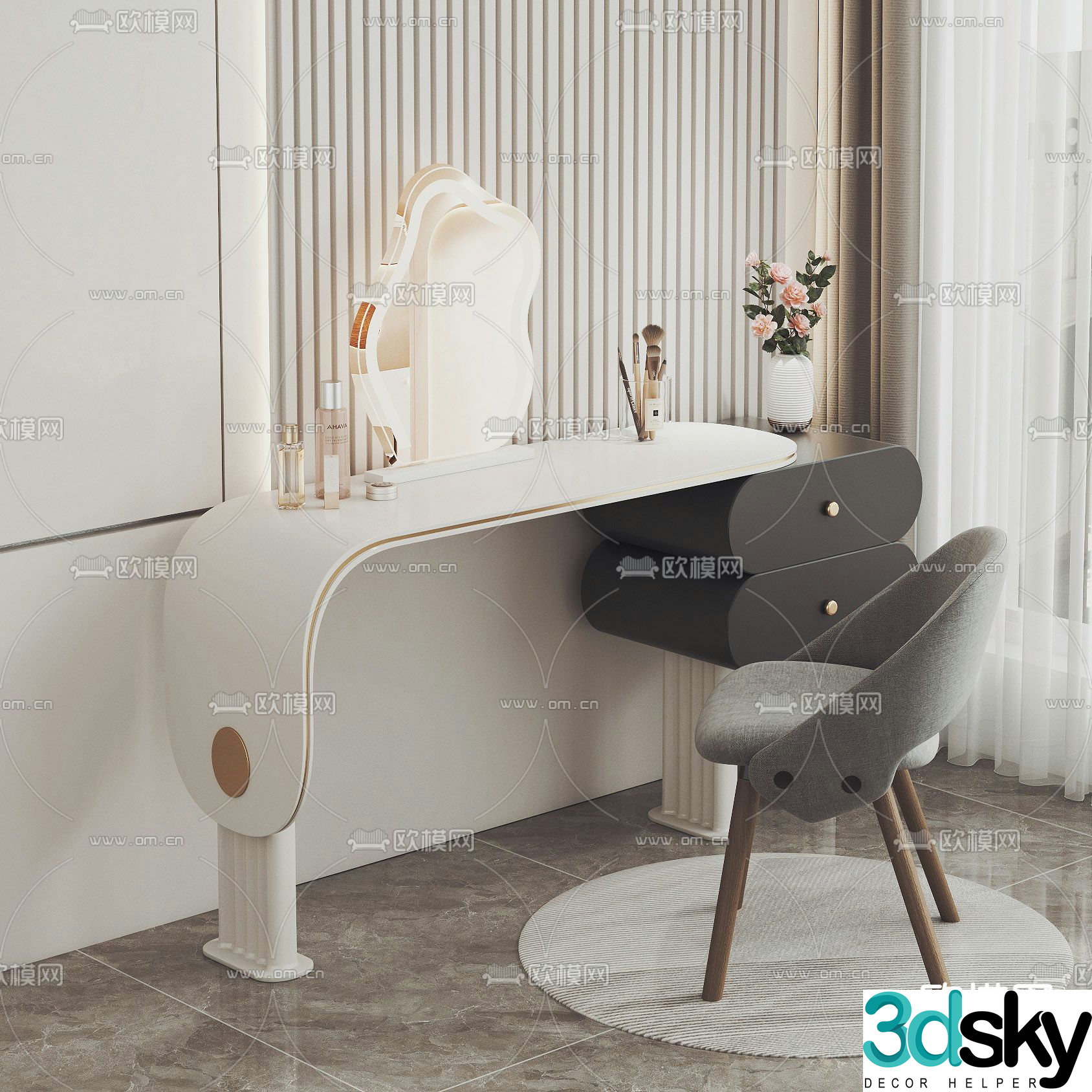 Light luxury dressing table 3D model