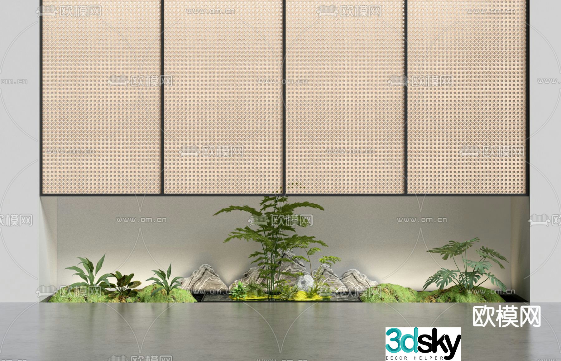 Indoor landscaping plant pile micro terrain 3d model