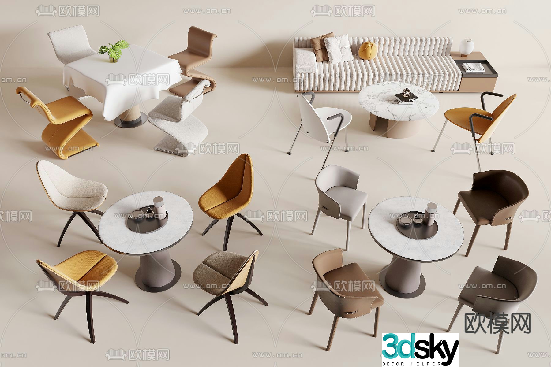 Leisure tables and chairs Negotiation tables and chairs 3d model