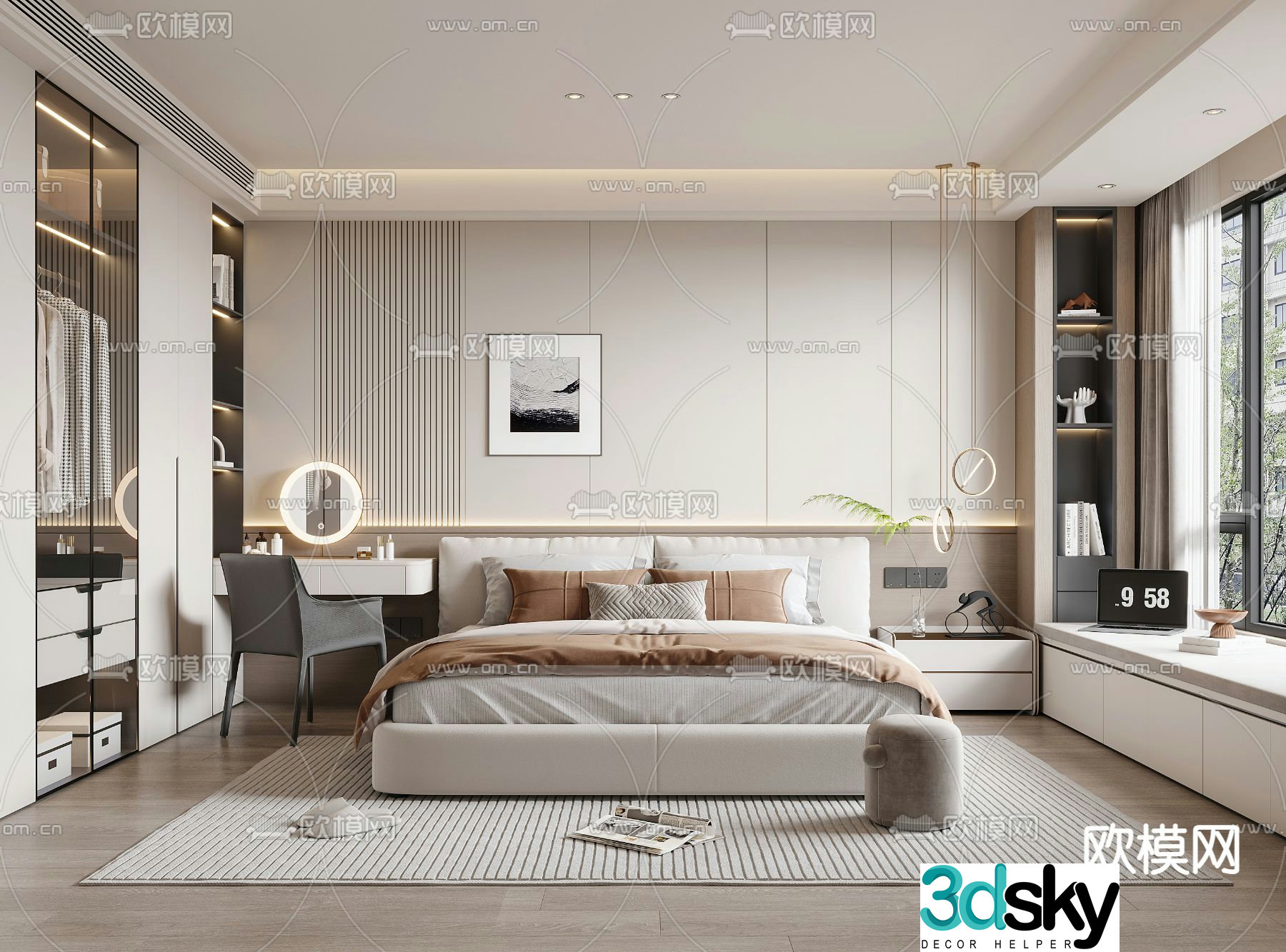 Modern bedroom master room 3d model