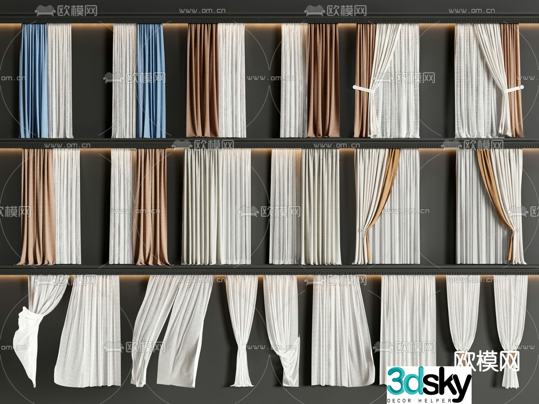 Plain curtains 3d model