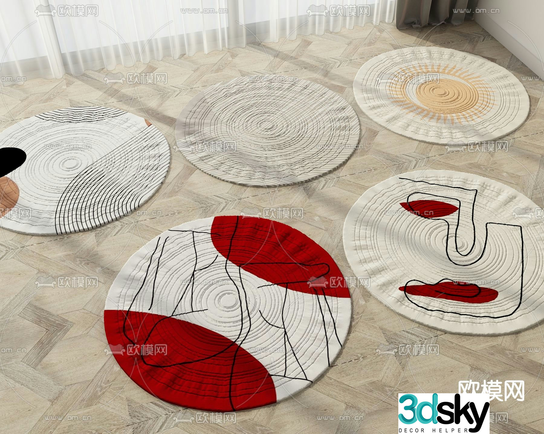 3d model of circular carpet