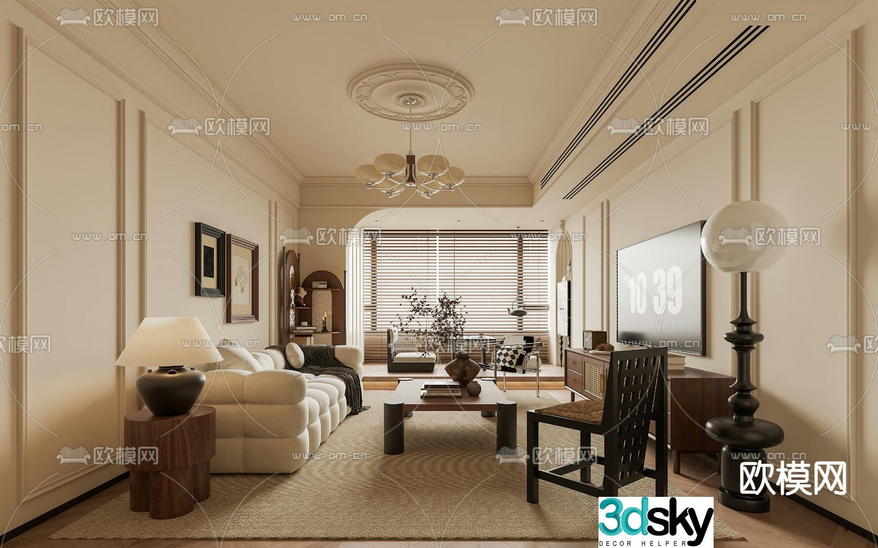 French living room medieval style living room 3d model