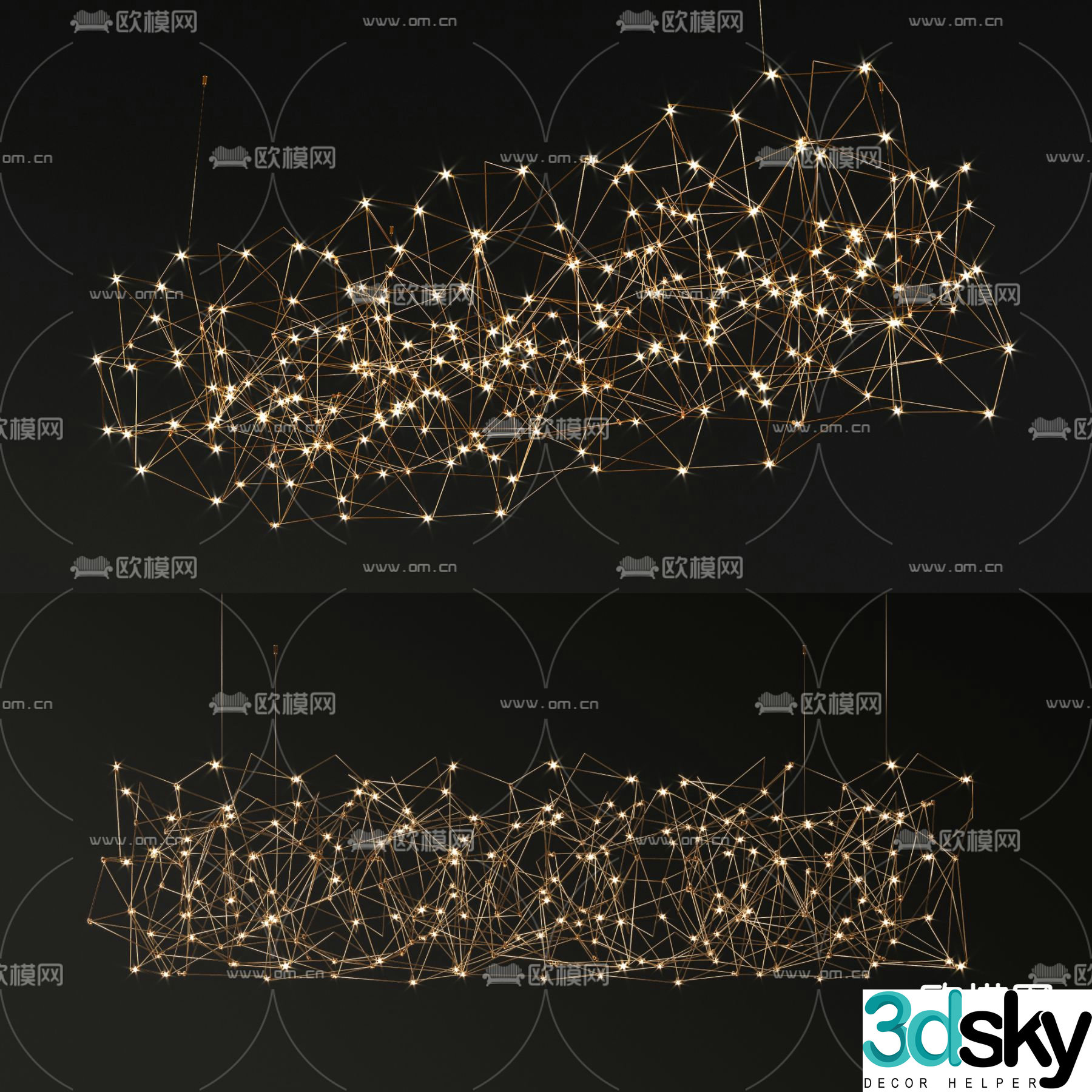 Light luxury chandelier decorative lamp star lamp 3D model