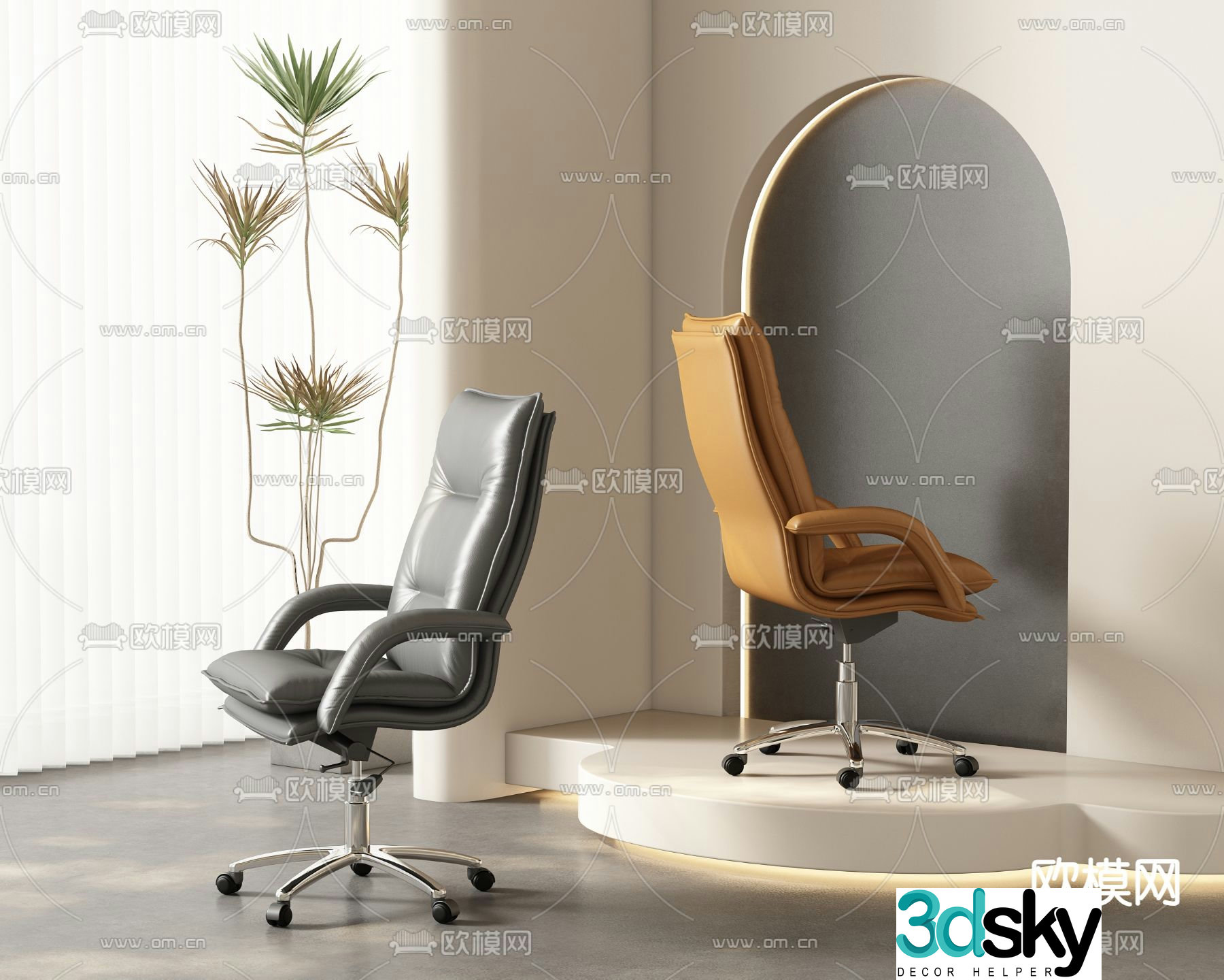 Leather office chair shift chair staff chair 3d model
