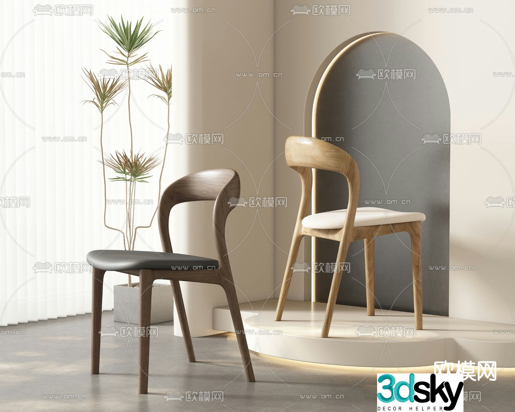 Wabi-sabi chair dining chair 3d model
