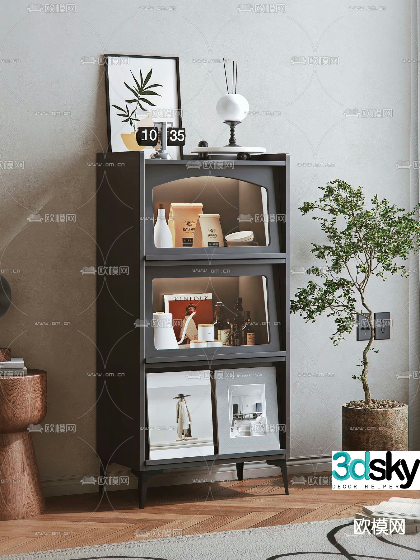 Modern side cabinet entrance cabinet side view cabinet 3D model