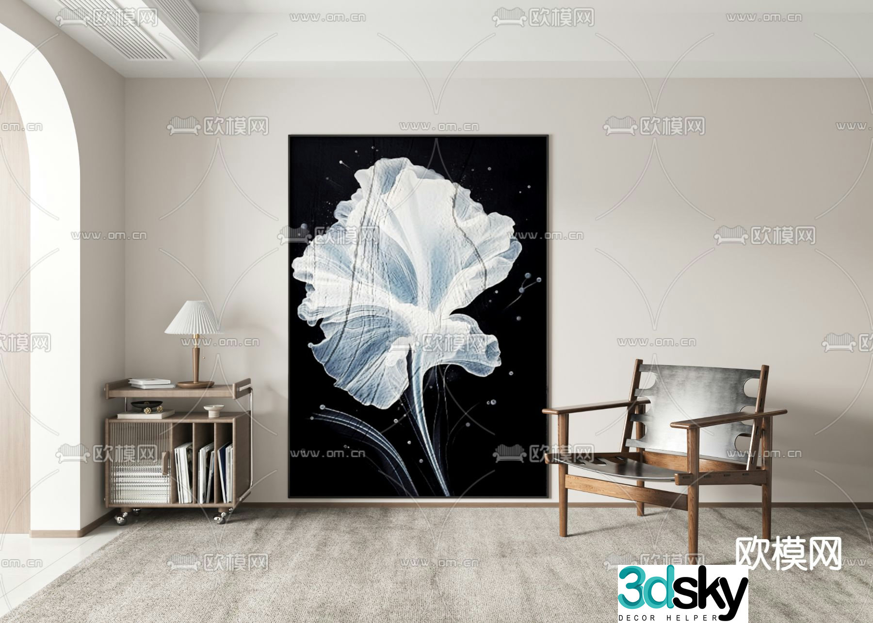 Black and white painting Art painting Decorative painting 3d model