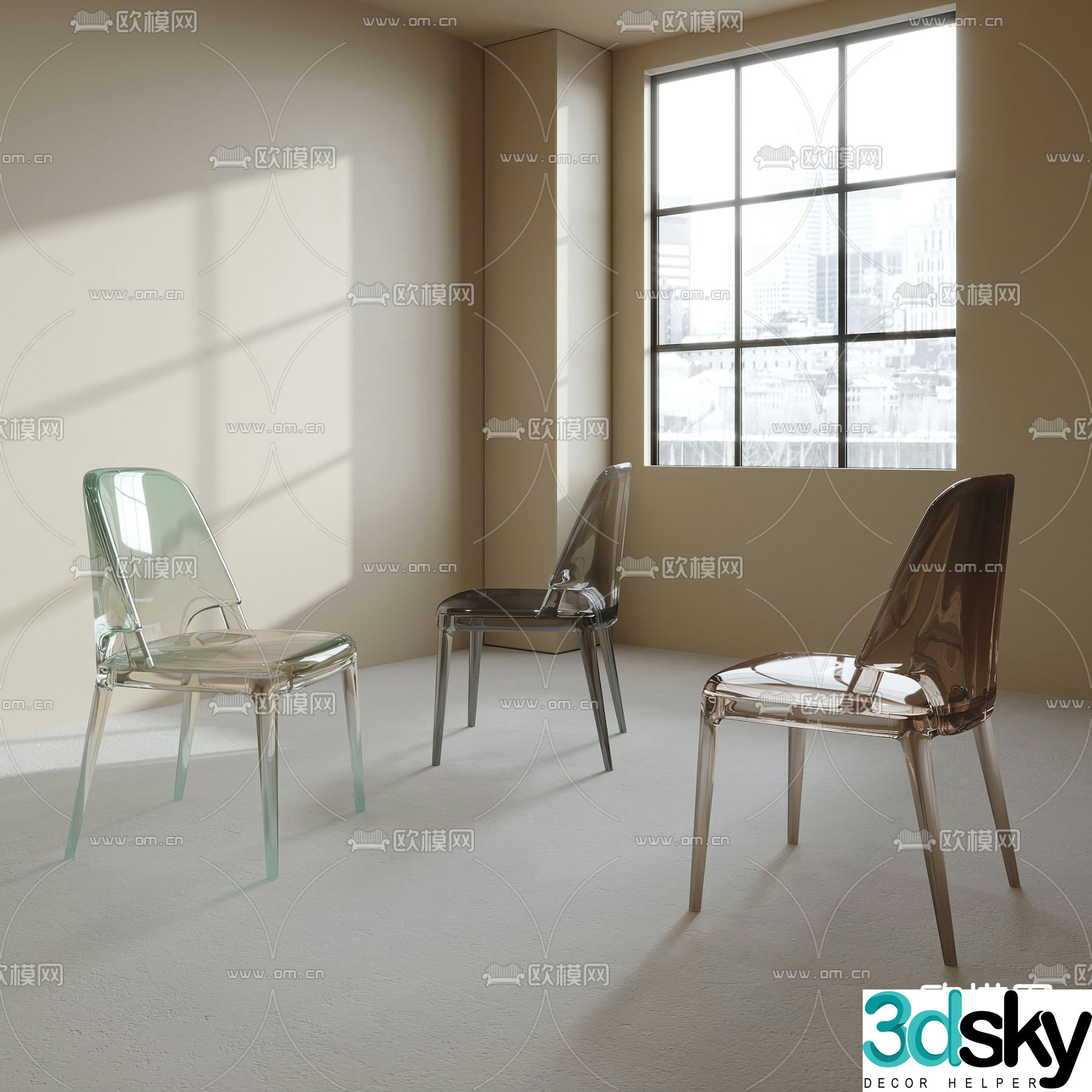 Transparent chair Dining chair 3d model