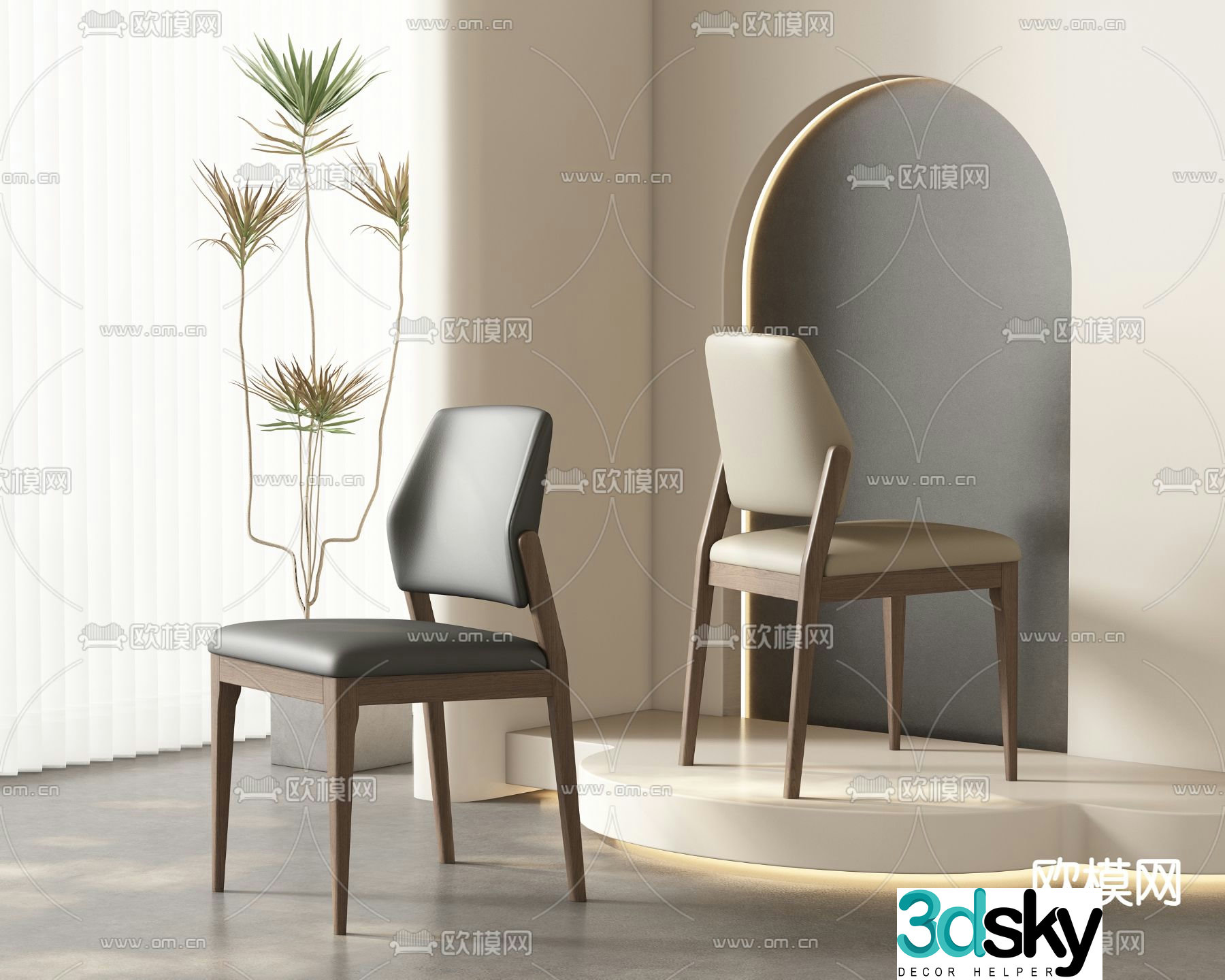 leather chair dining chair 3d model