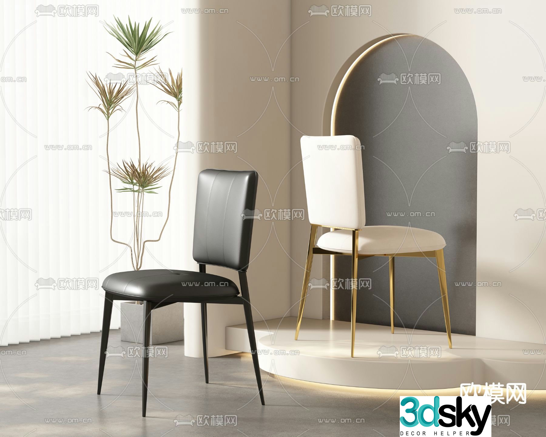 leather chair dining chair 3d model