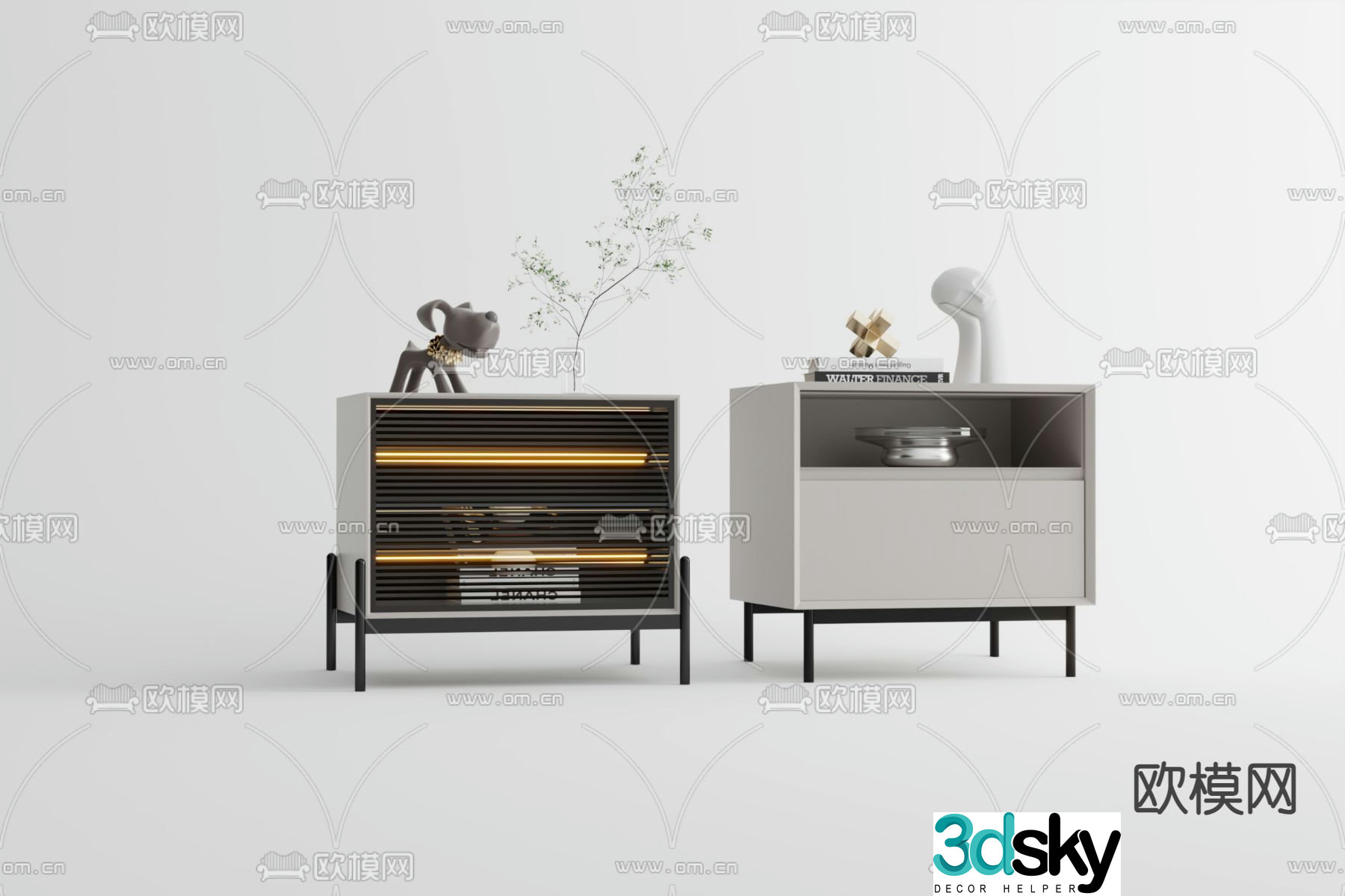 Modern bedside table 3d model