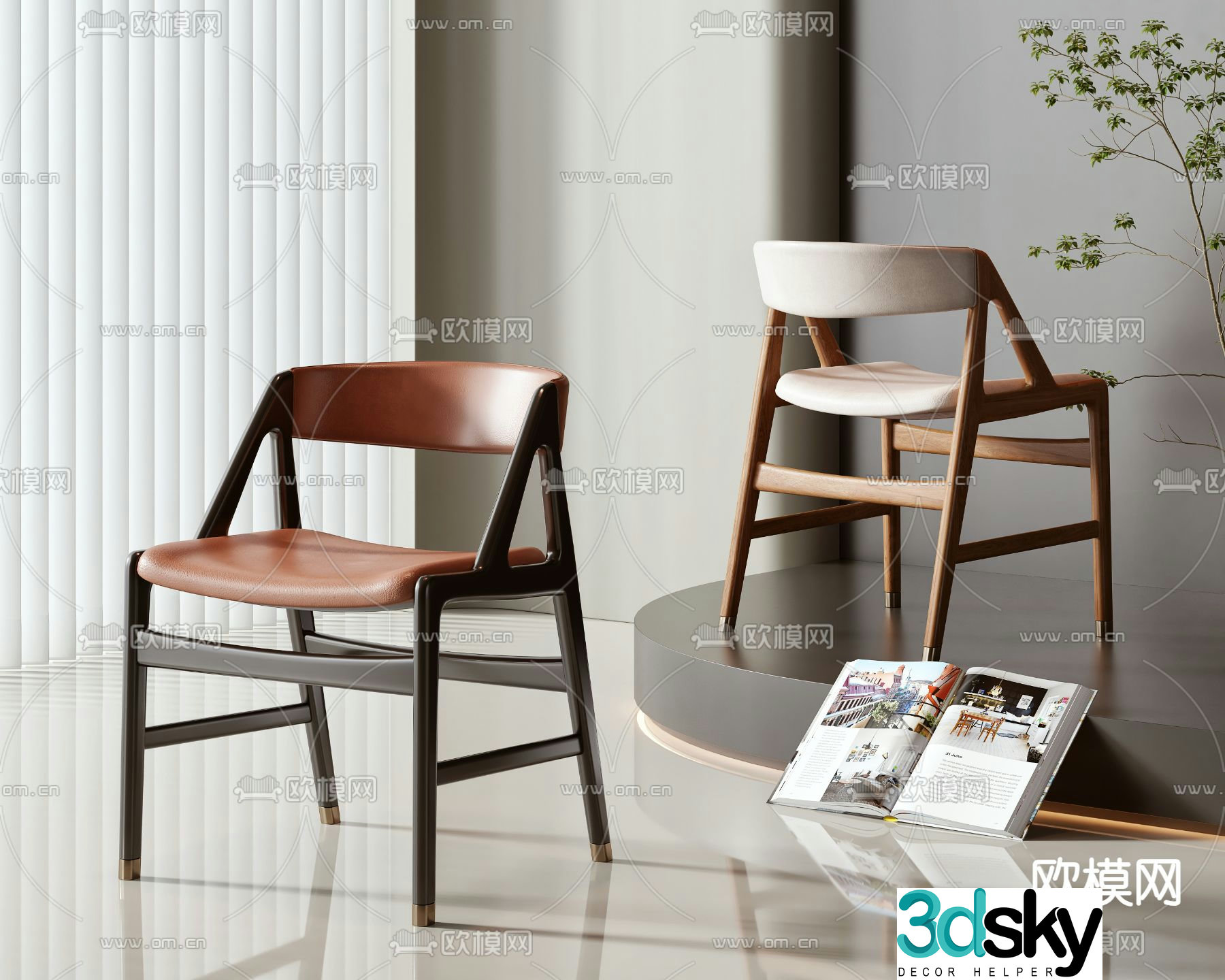 Wabi-sabi chair dining chair 3d model