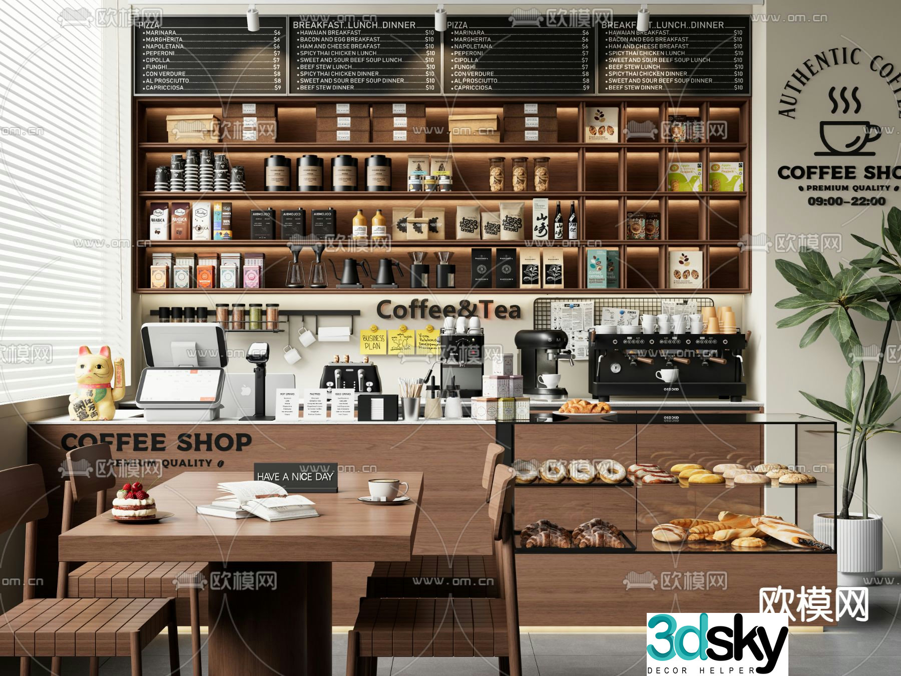 Modern cafe cafe counter 3d model
