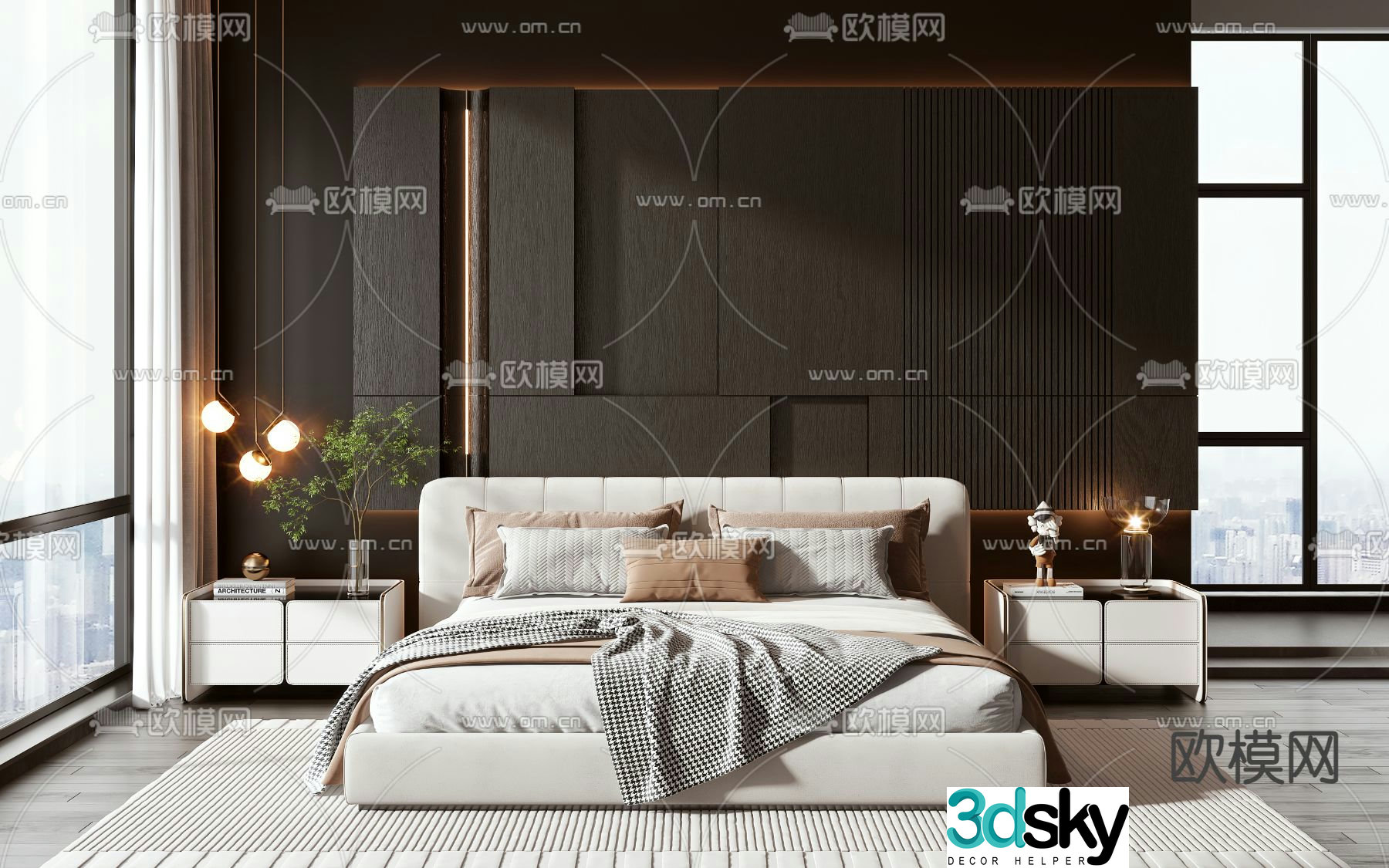 Modern double bed 3d model