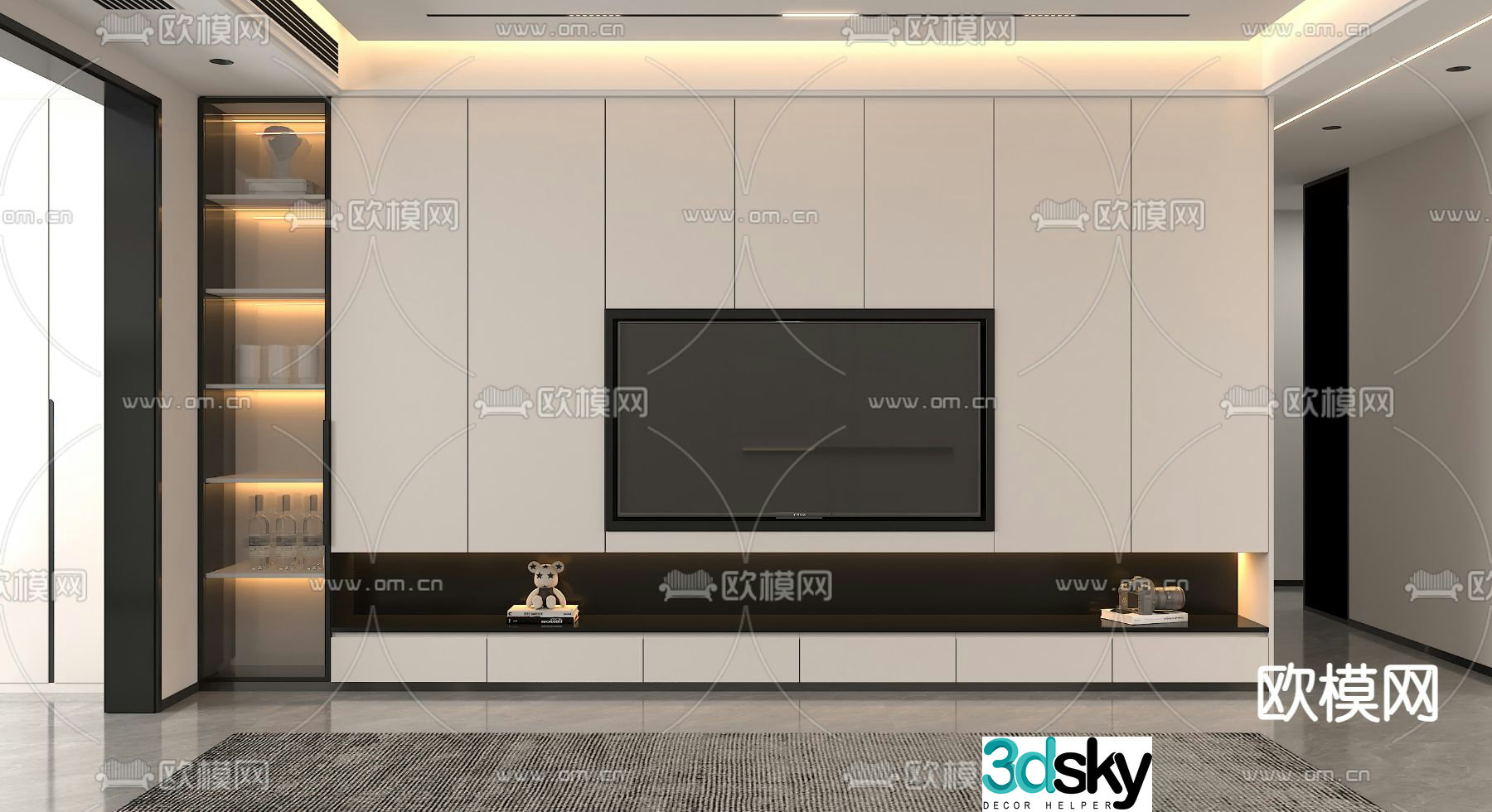 3d model of TV background wall