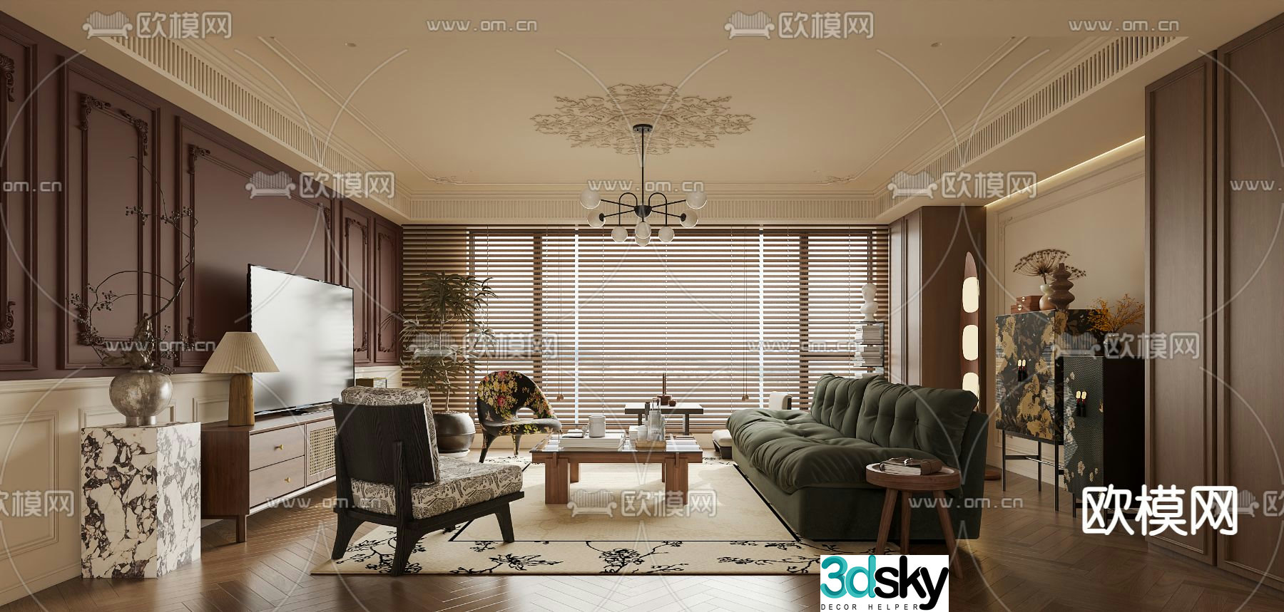 French living room medieval style living room 3d model