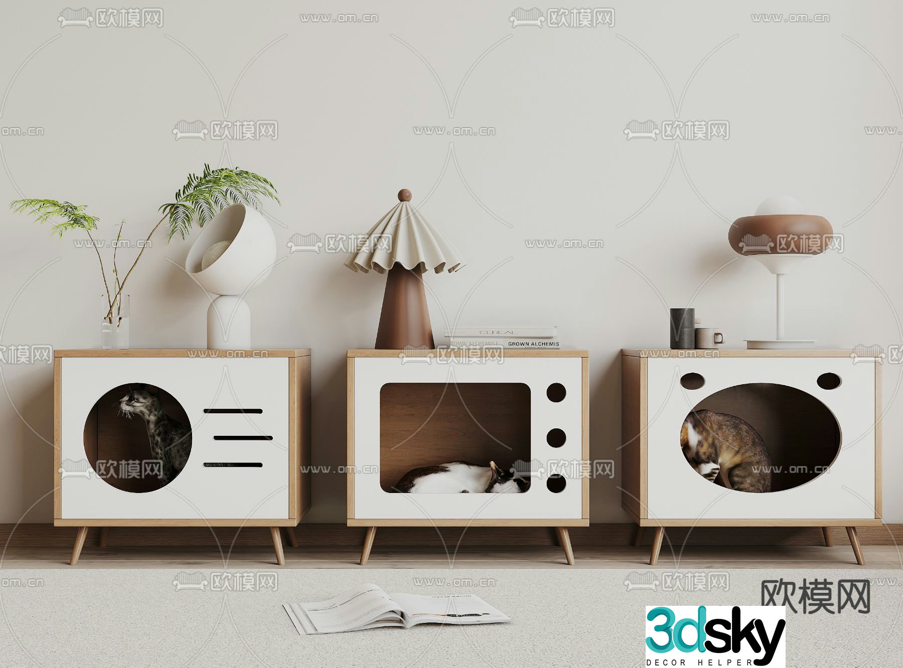 Bedside table cat nest 3d model