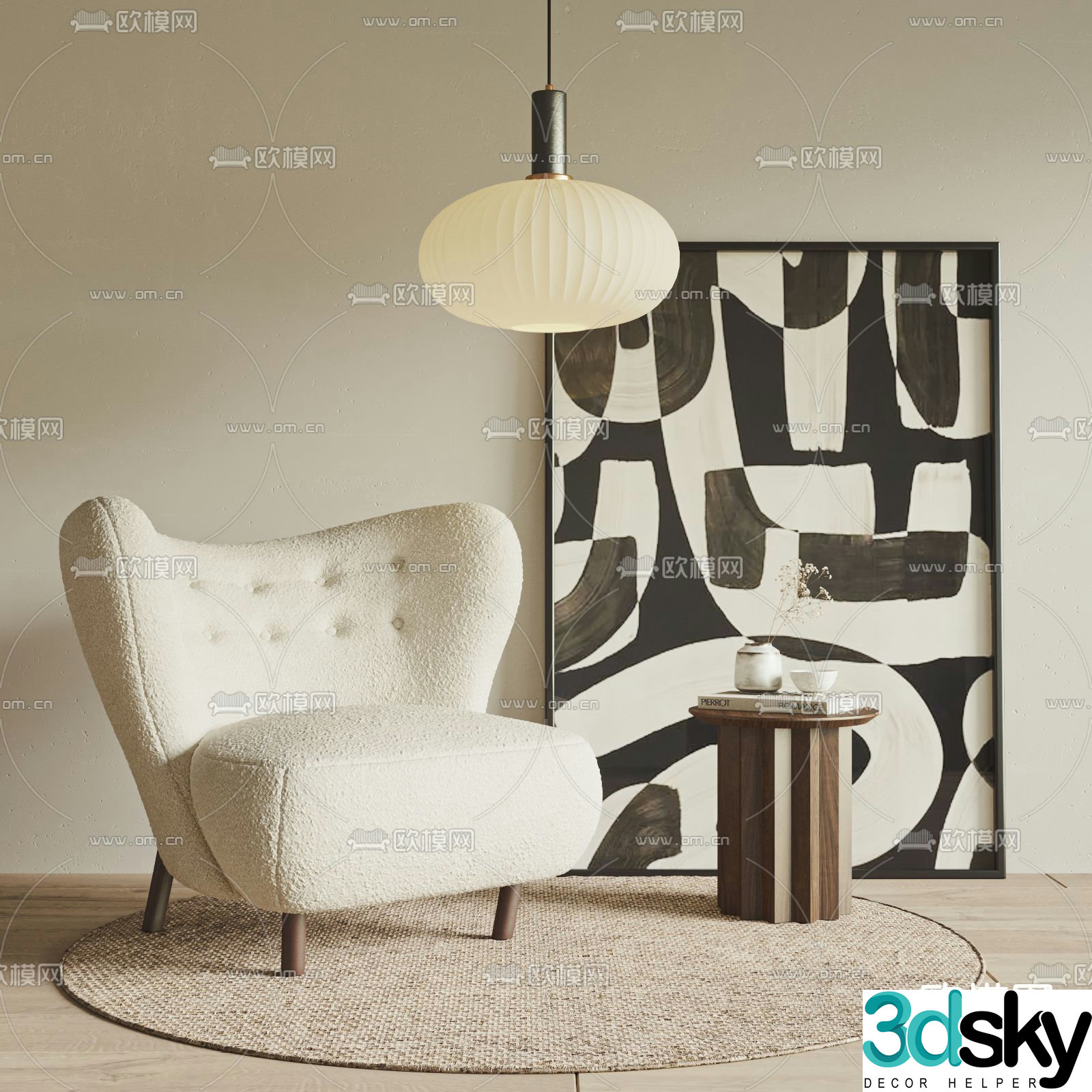 Tradition sofa chair leisure chair table 3d model