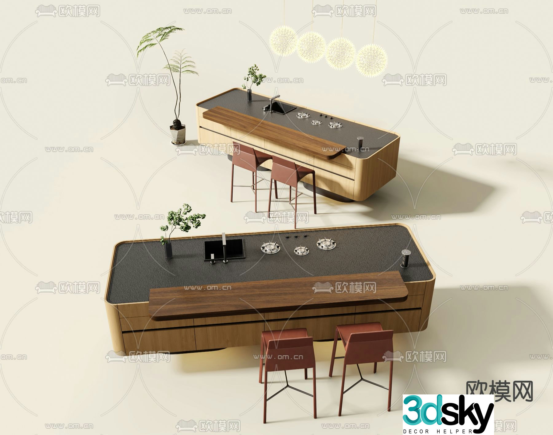 Cabinet island counter 3d model