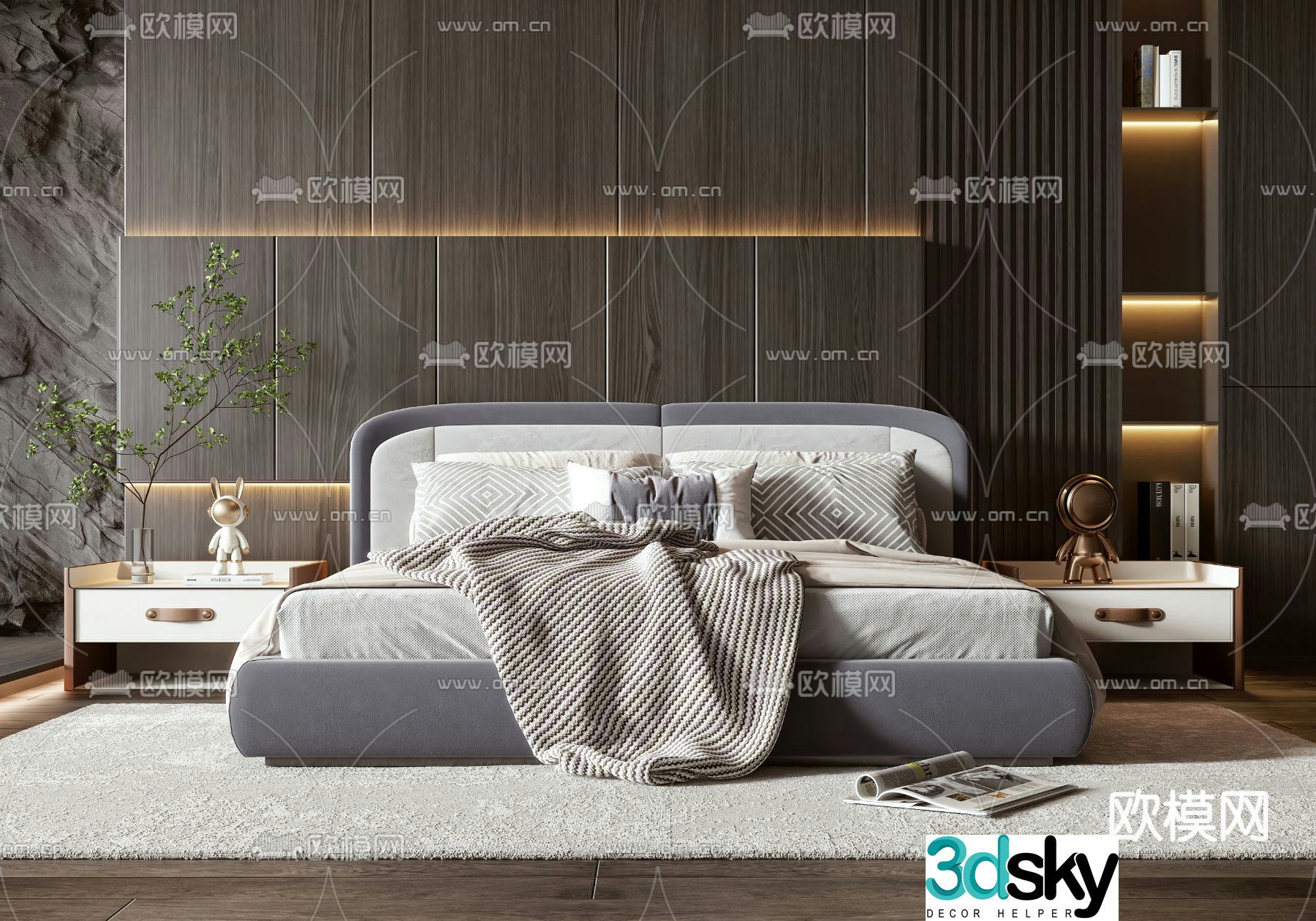 Modern double bed 3d model