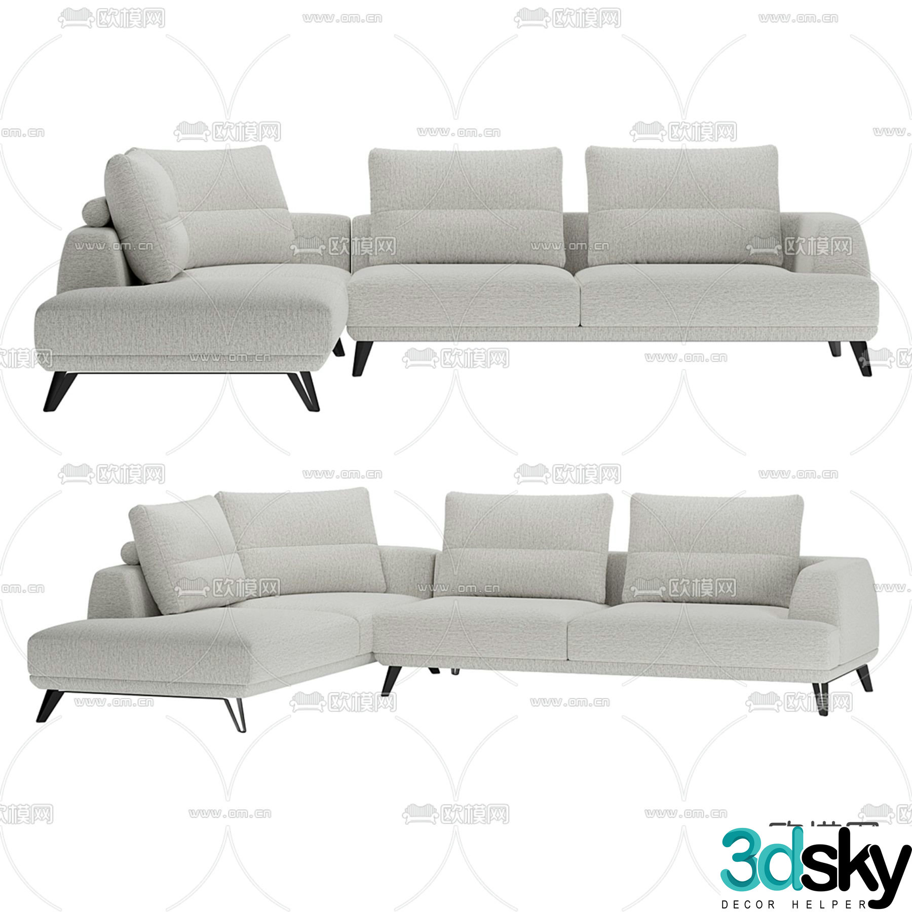 multi-person sofa corner sofa 3d model