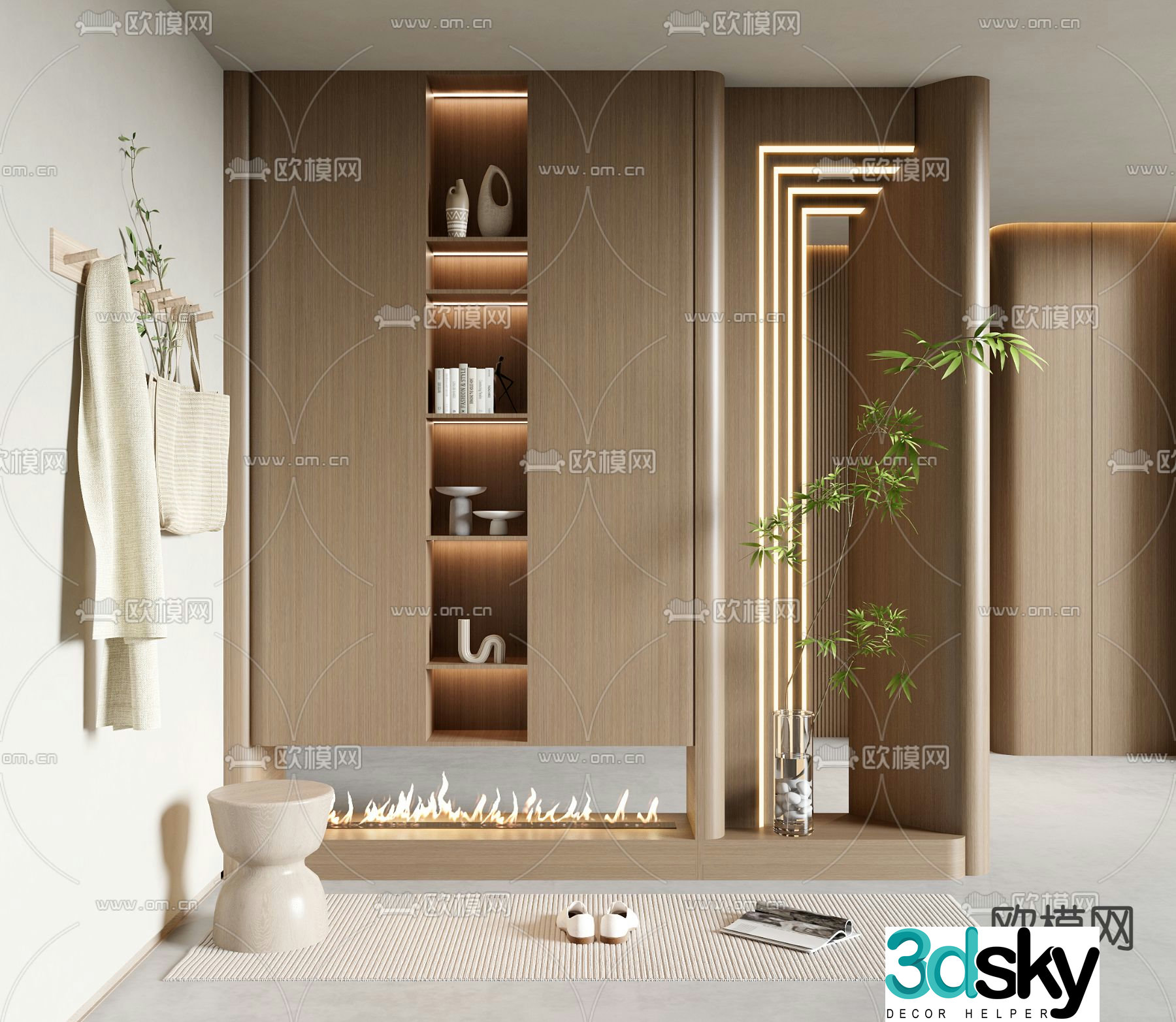 Entrance shoe cabinet Entrance landscaping 3D model