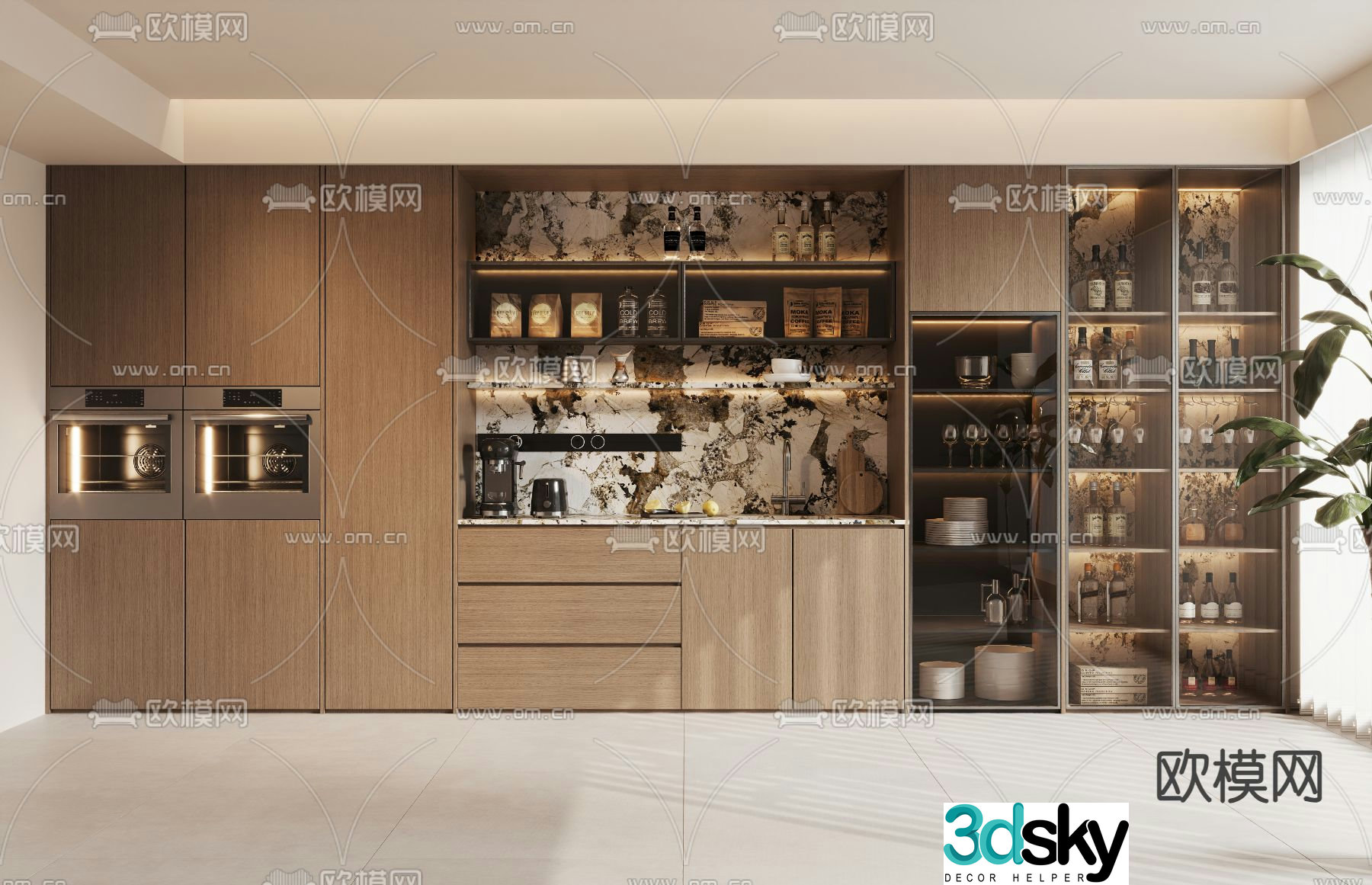 Middle-aged wine cabinet sideboard 3D model