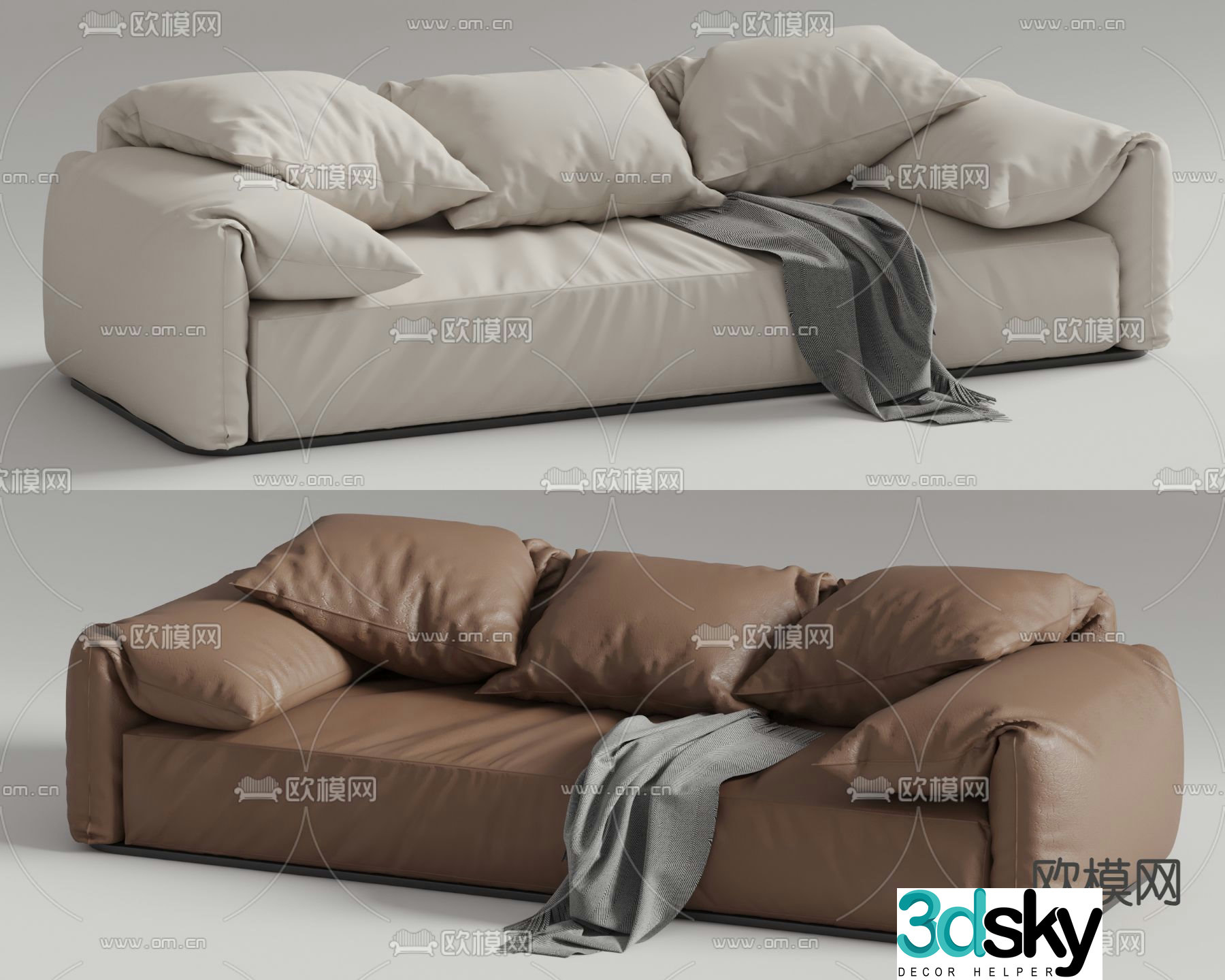 SillÃ³n loveseat leather sofa 3d model