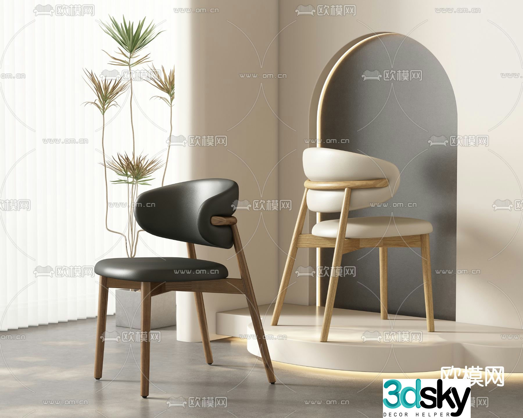 leather chair dining chair 3d model