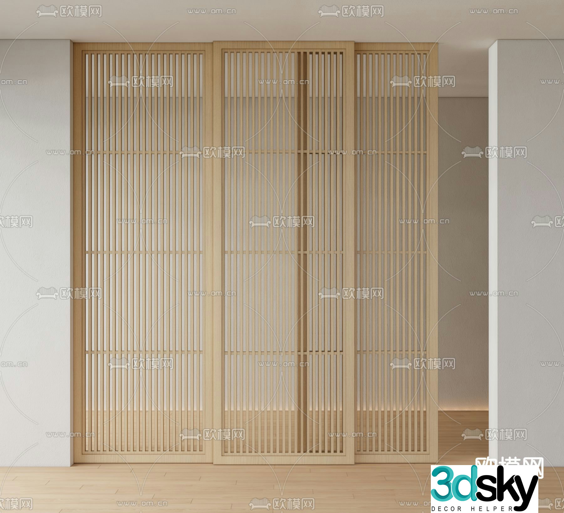 Sliding door Grating door Grating partition 3D model