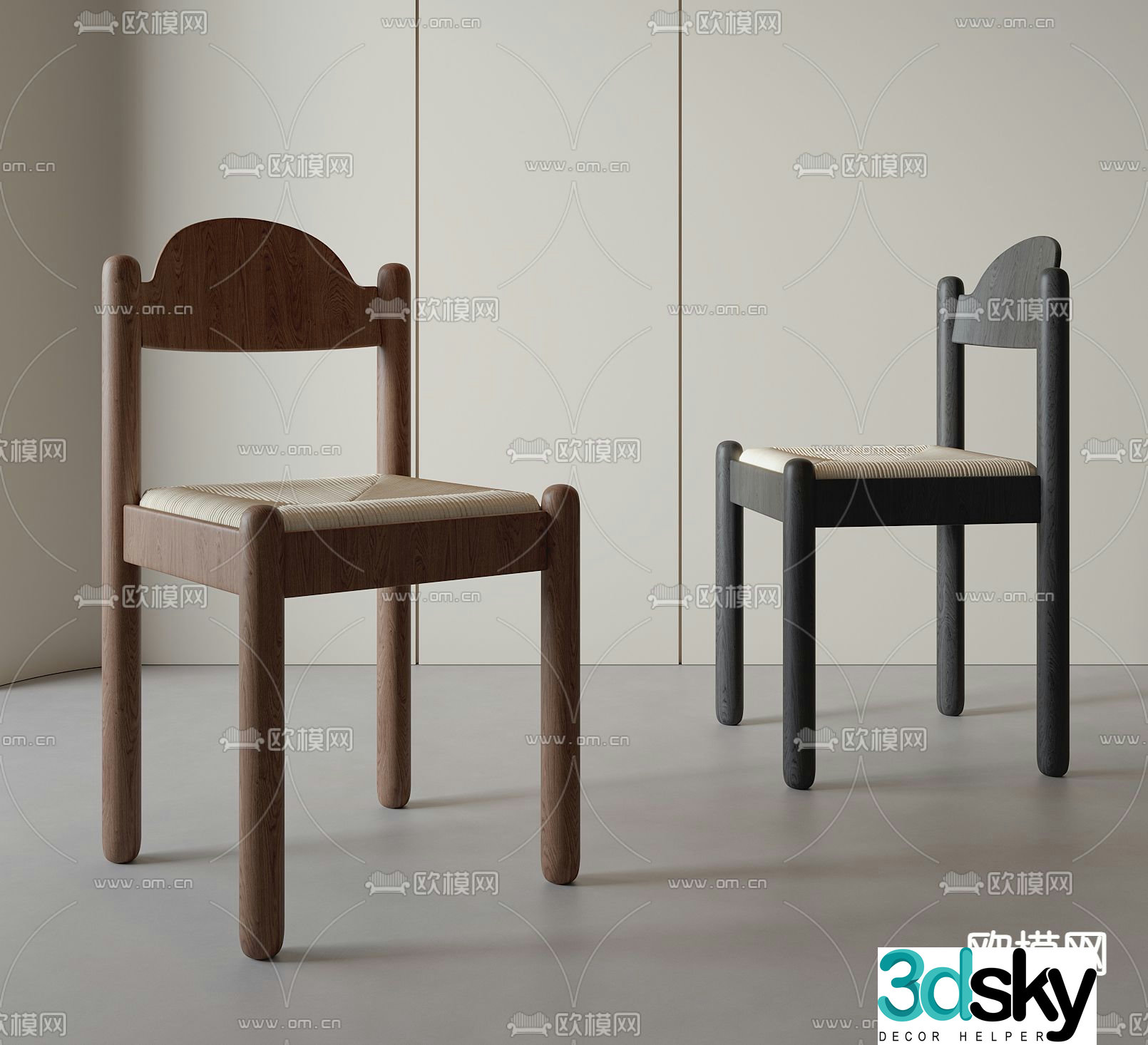 Nordic chair dining chair 3d model