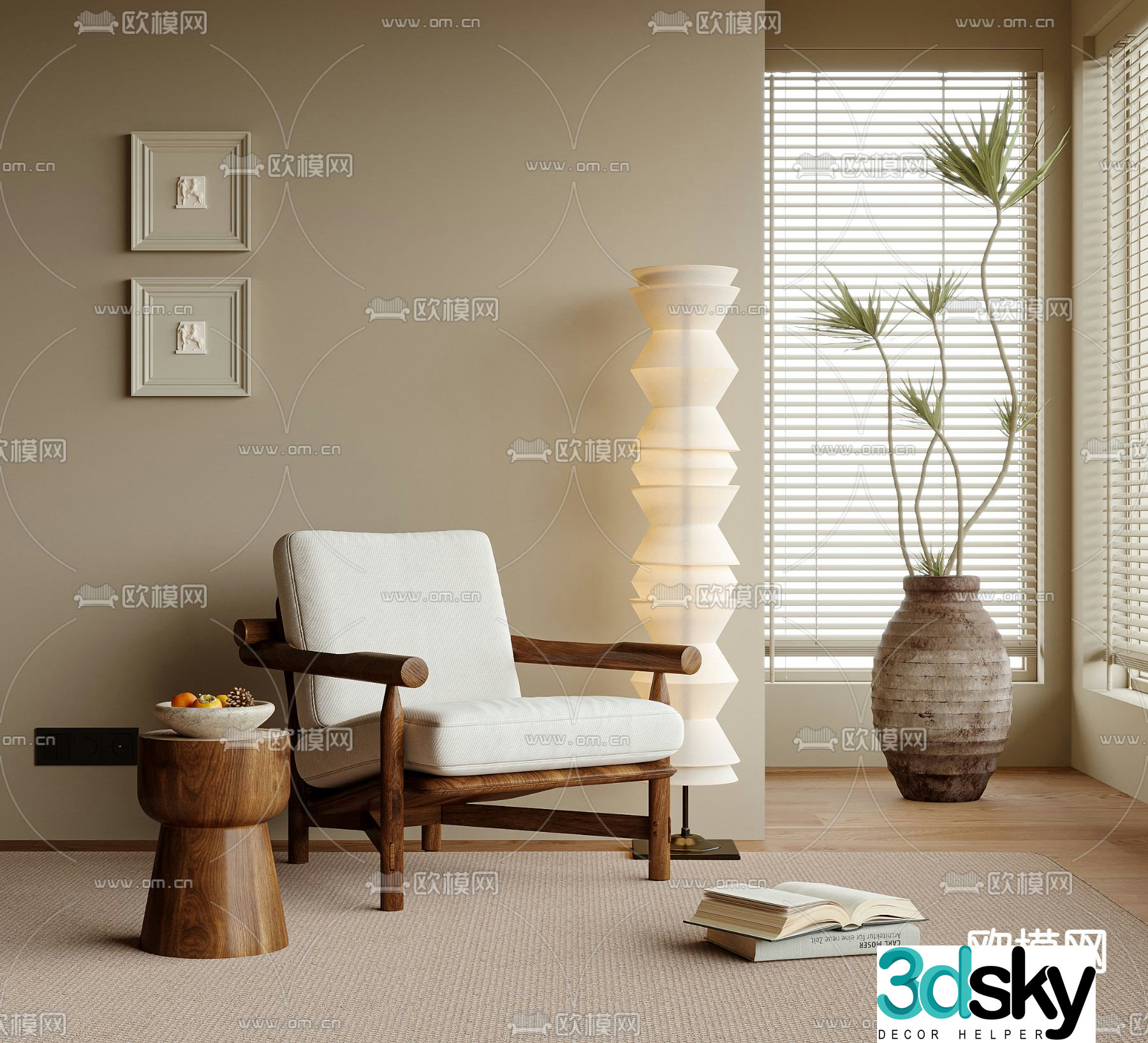 Wabi-sabi chair leisure chair 3d model